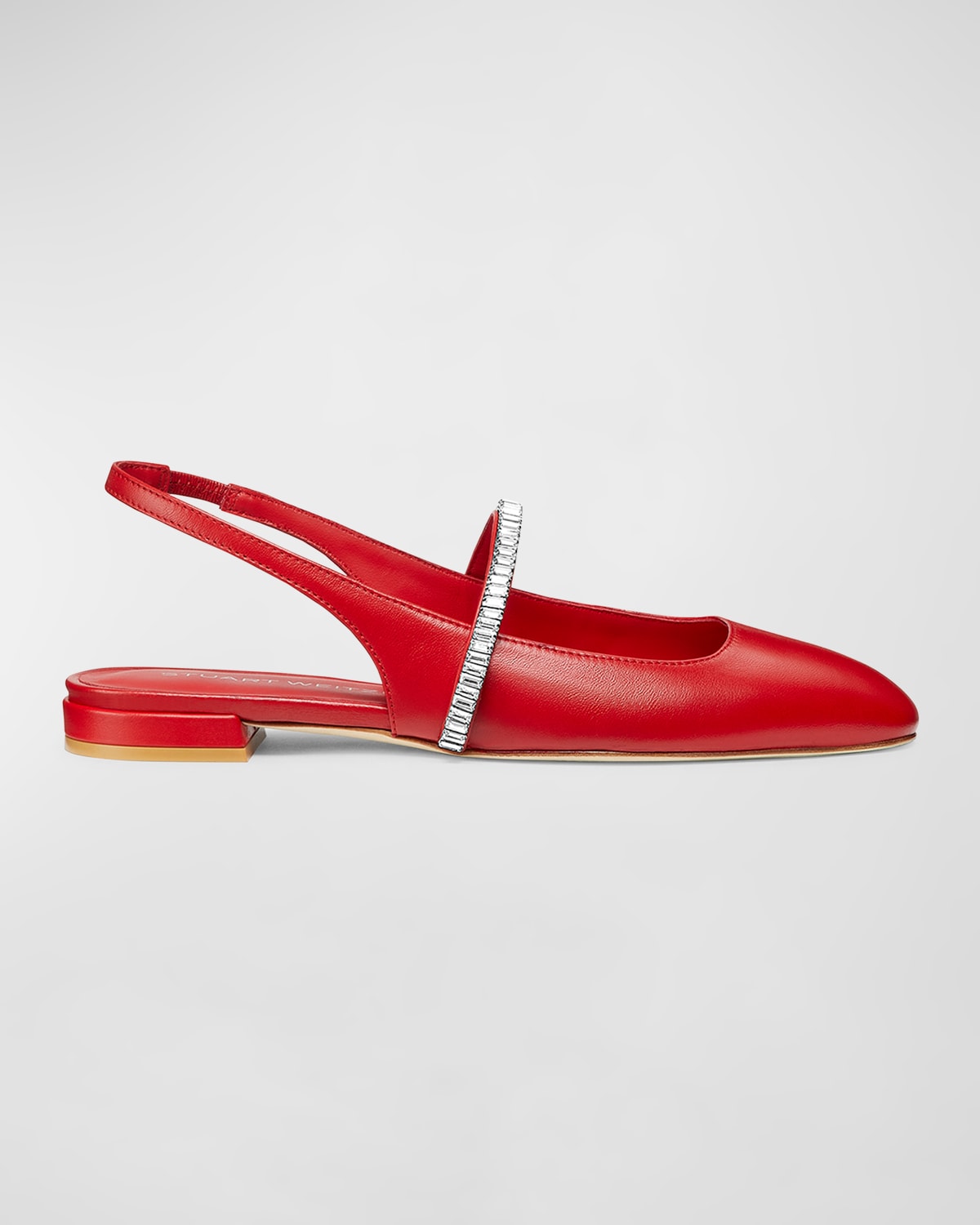 Stuart Weitzman Stefanie Leather Slingback Ballerina Flats In Cherry/clear