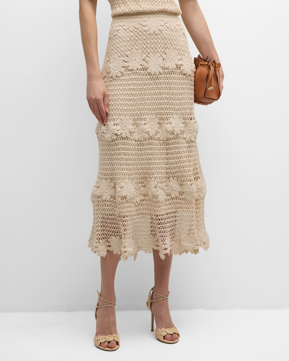 Presley Floral Crochet Midi Skirt