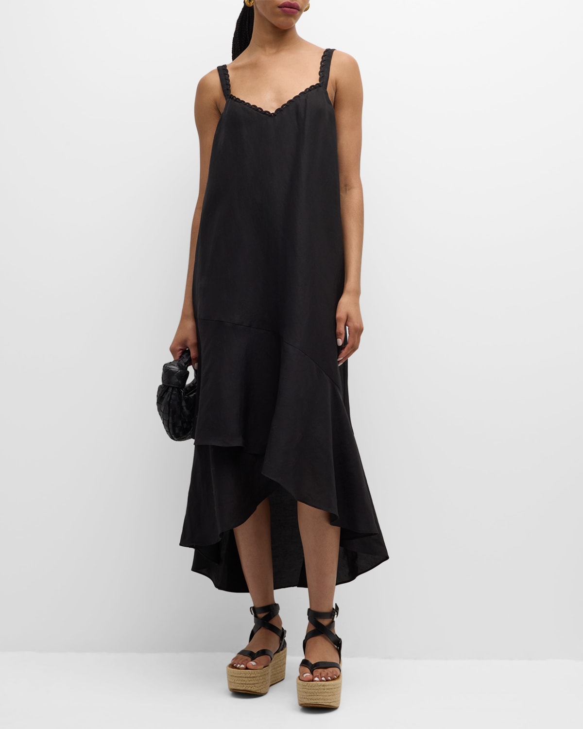 Shop Kobi Halperin Aubrey Sleeveless High-low Midi Dress In Black