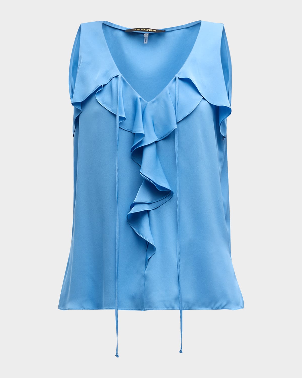 Kobi Halperin Demy Sleeveless Ruffle Blouse In Blue