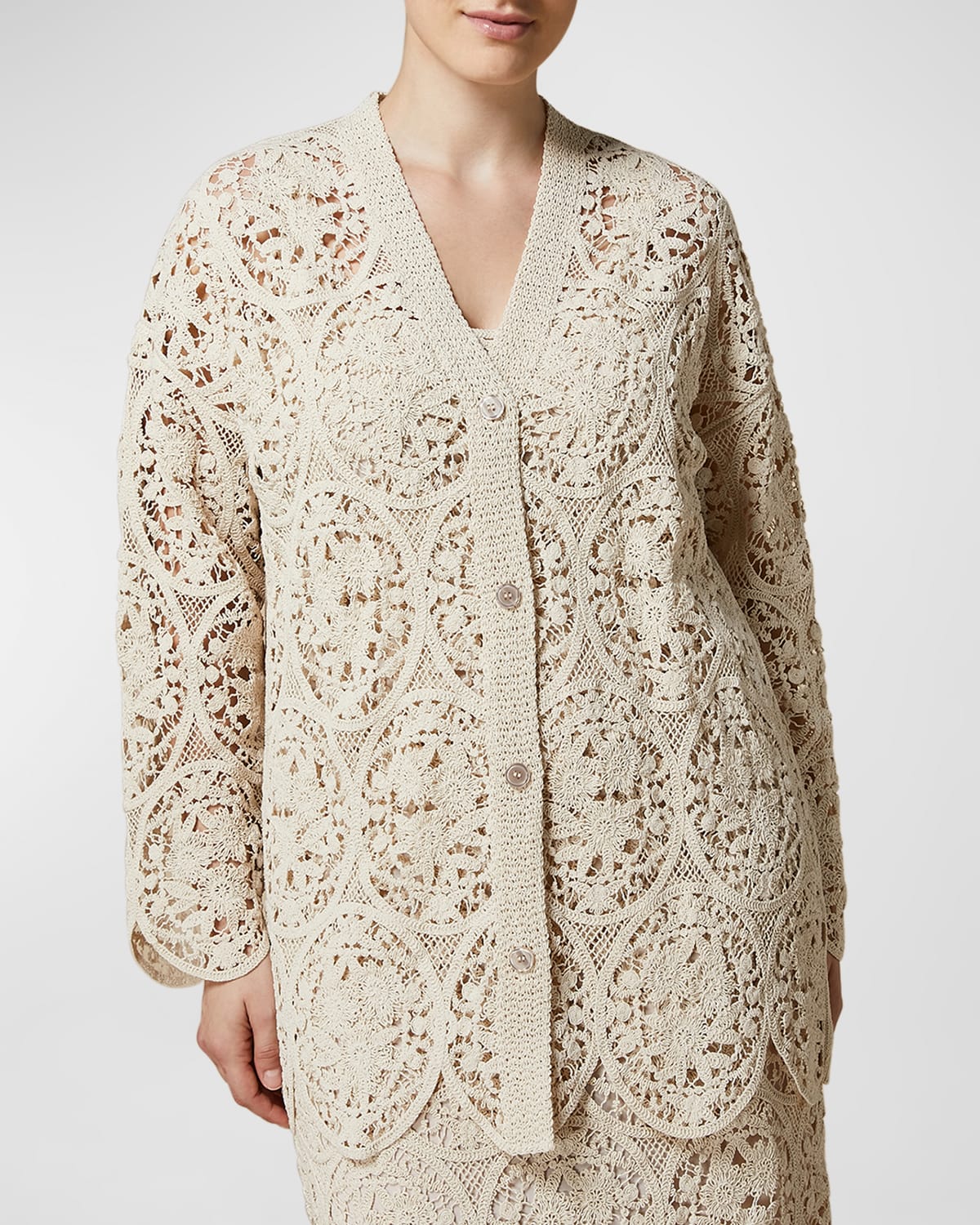 Plus Size Ardea Embroidered Scalloped Cardigan