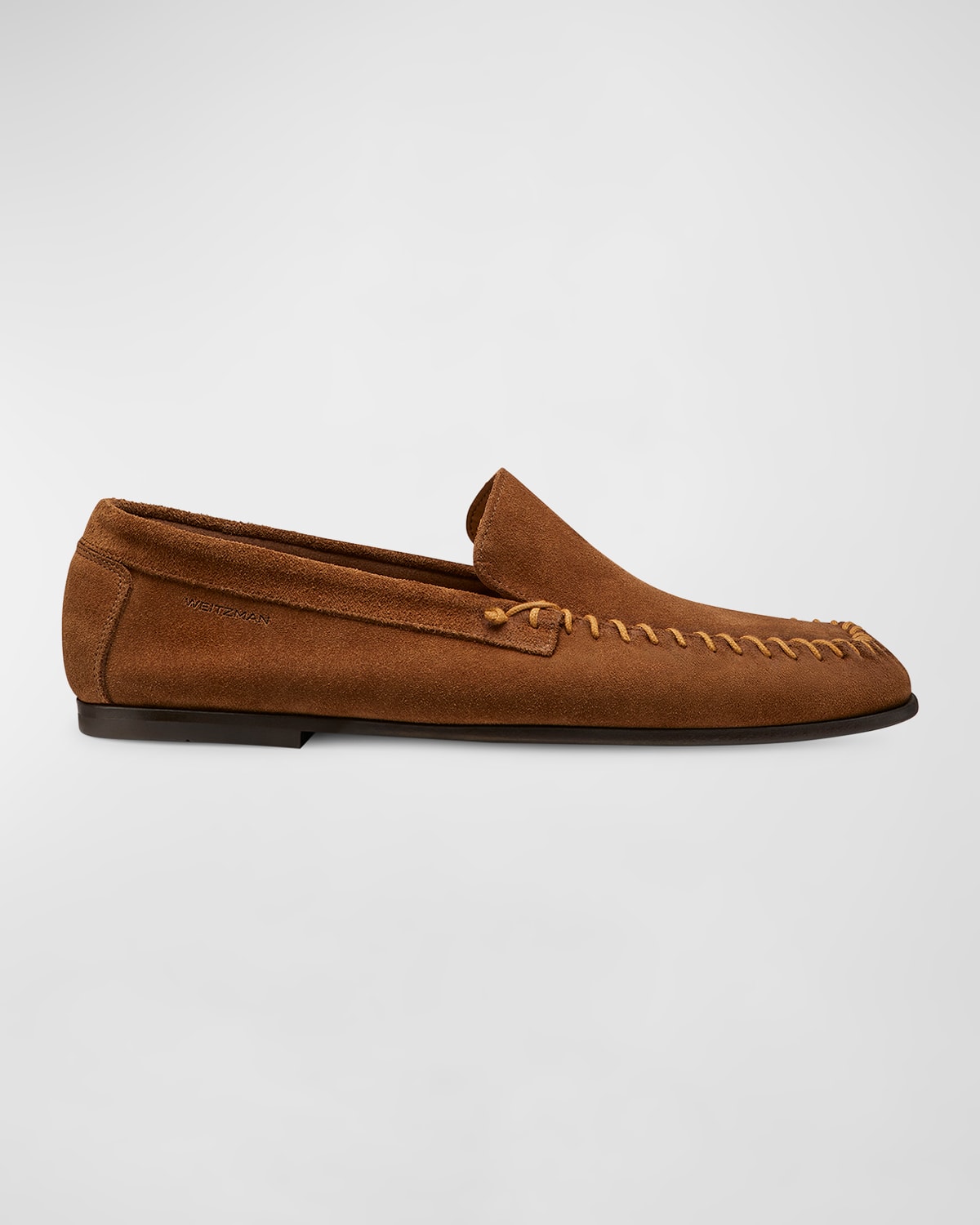 Shop Stuart Weitzman Men's Montauk Suede Venetian Moccasins In Tan