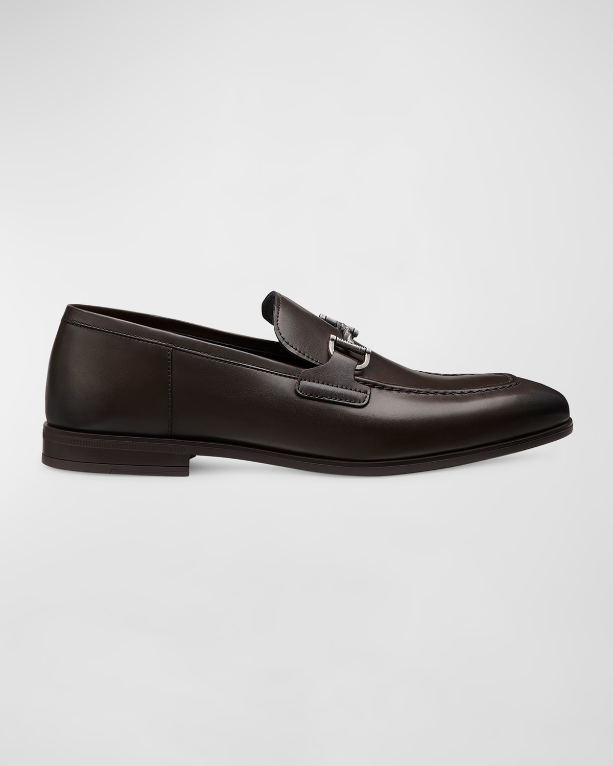 Shop Stuart Weitzman Men's Simon Leather Twist Bit Loafers In Dark Brown