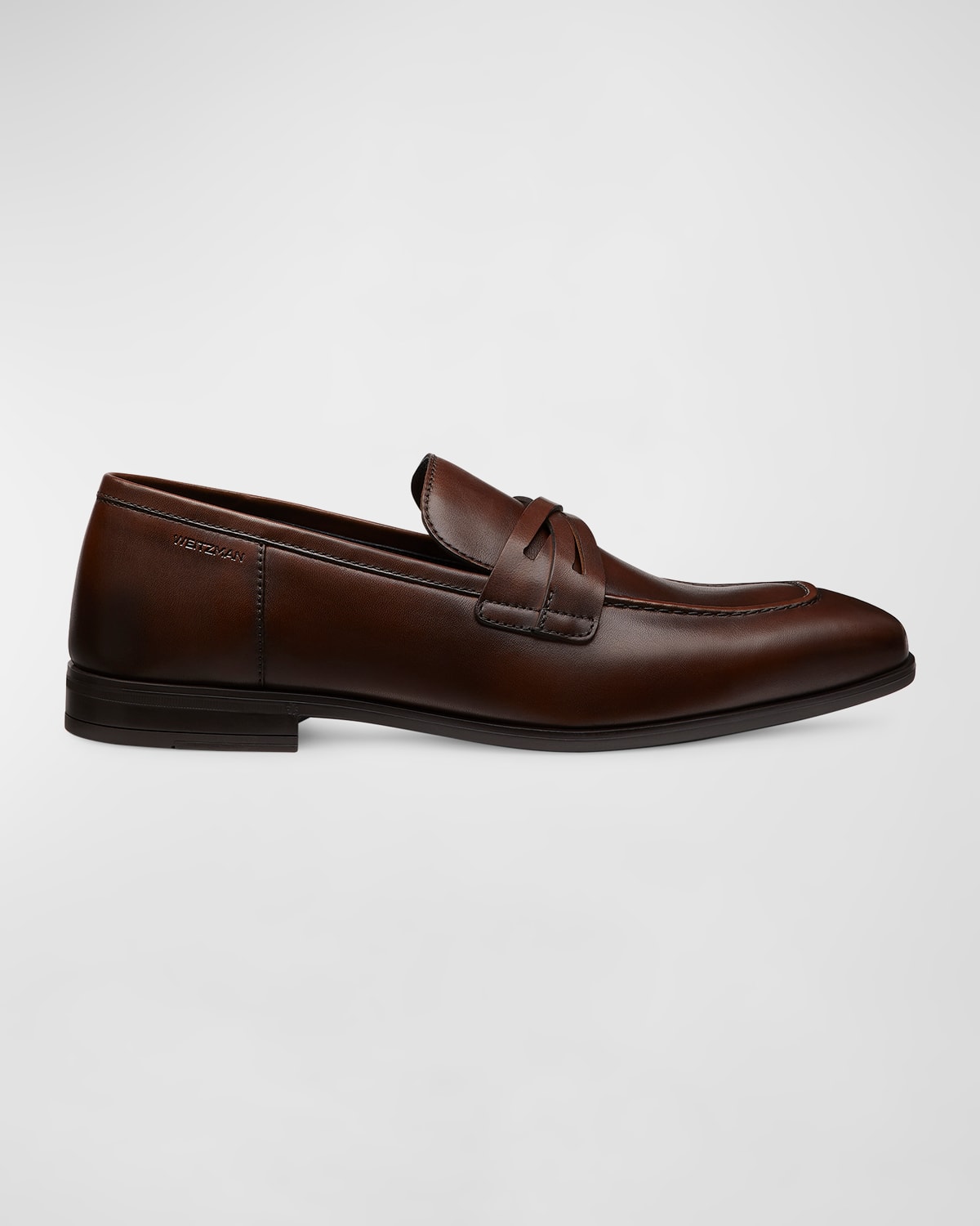 Shop Stuart Weitzman Men's Simon Crisscross Leather Penny Loafers In Brown