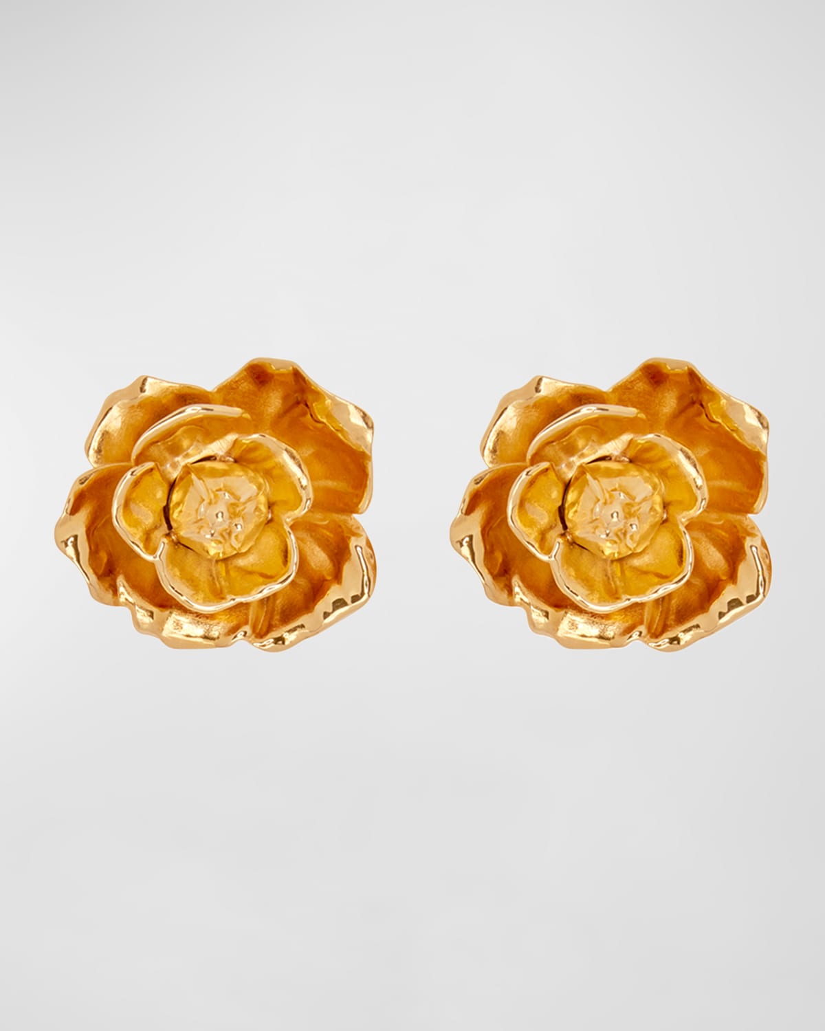 Oscar De La Renta Gardenia Stud Earrings In Gold