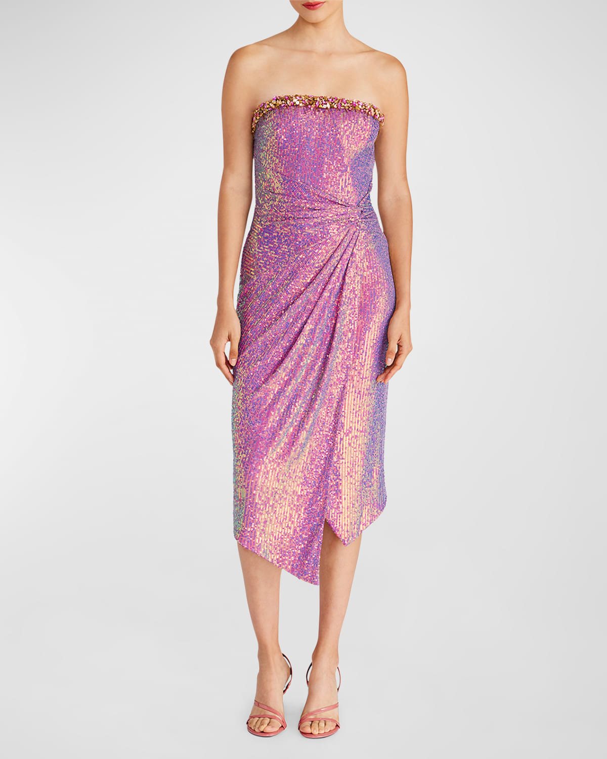 Annika Strapless Embellished Sequin Midi Dress