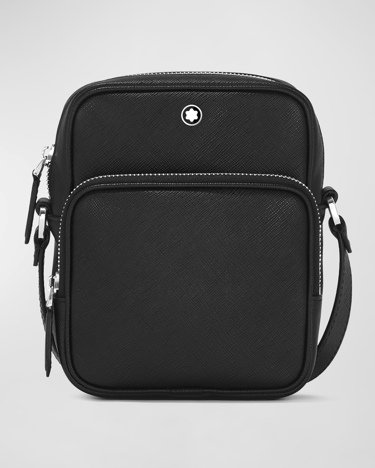 Shop Montblanc Men's Sartorial Nano Saffiano Leather Messenger Bag In Black