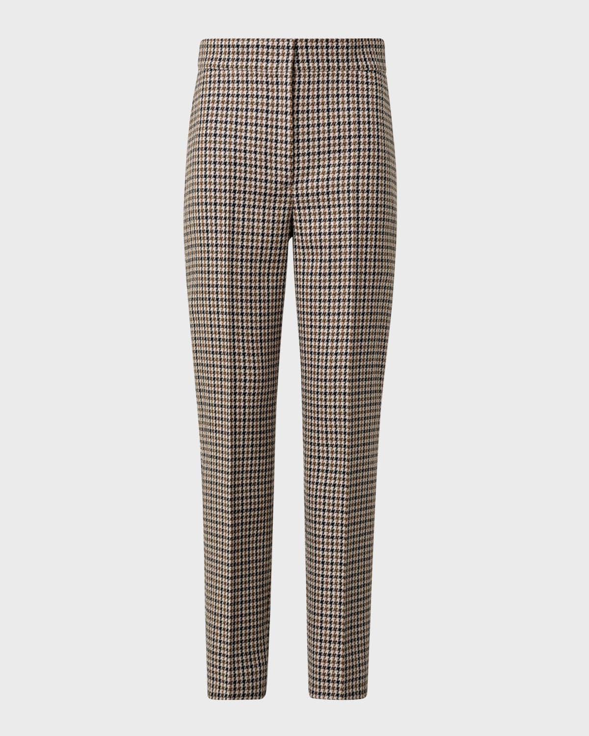 AKRIS PUNTO FERYN HOUNDSTOOTH SHETLAND TWEED TAPERED-LEG ANKLE PANTS 