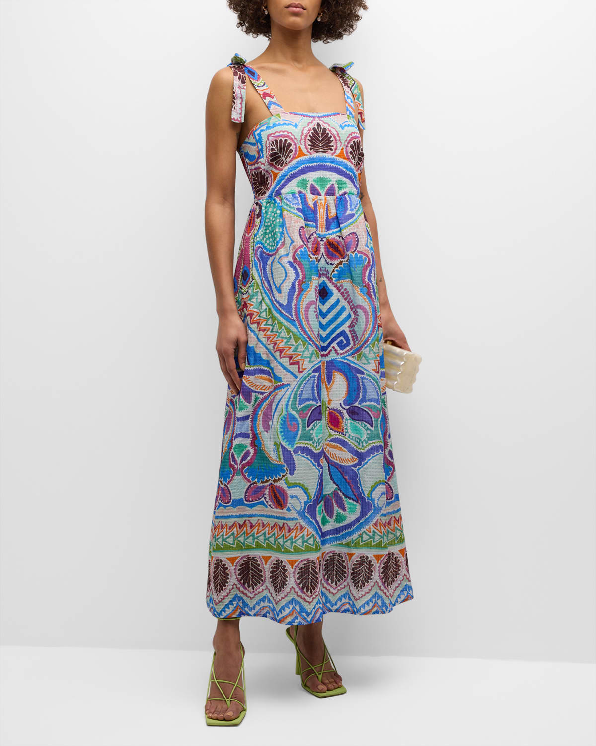 Shop Marie Oliver Zadie Printed Maxi Dress With Tie Straps In Morpho Mosaic