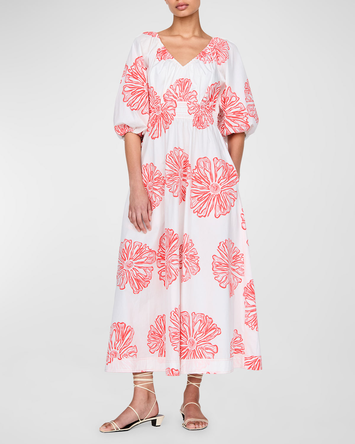 Shop Marie Oliver Ava Floral-print Empire Midi Dress In Electra