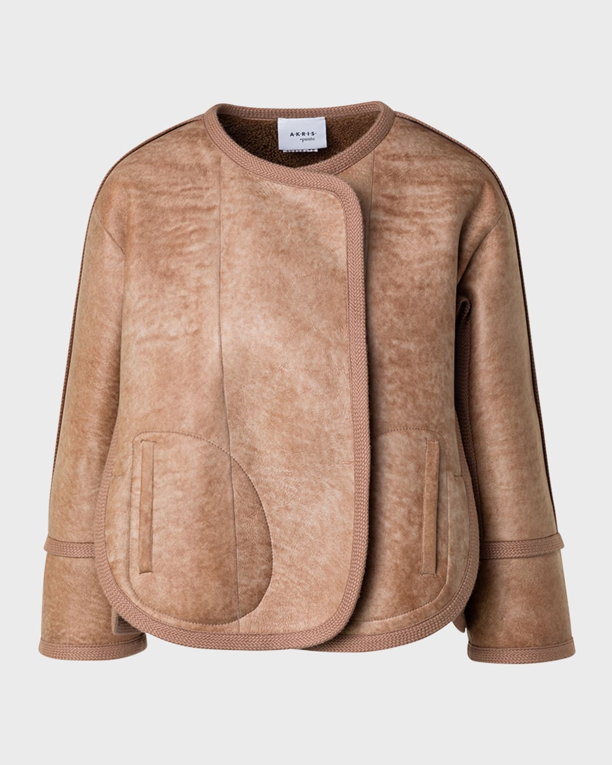 Akris Punto Shearling Lined Lambskin Leather Jacket In Caramel