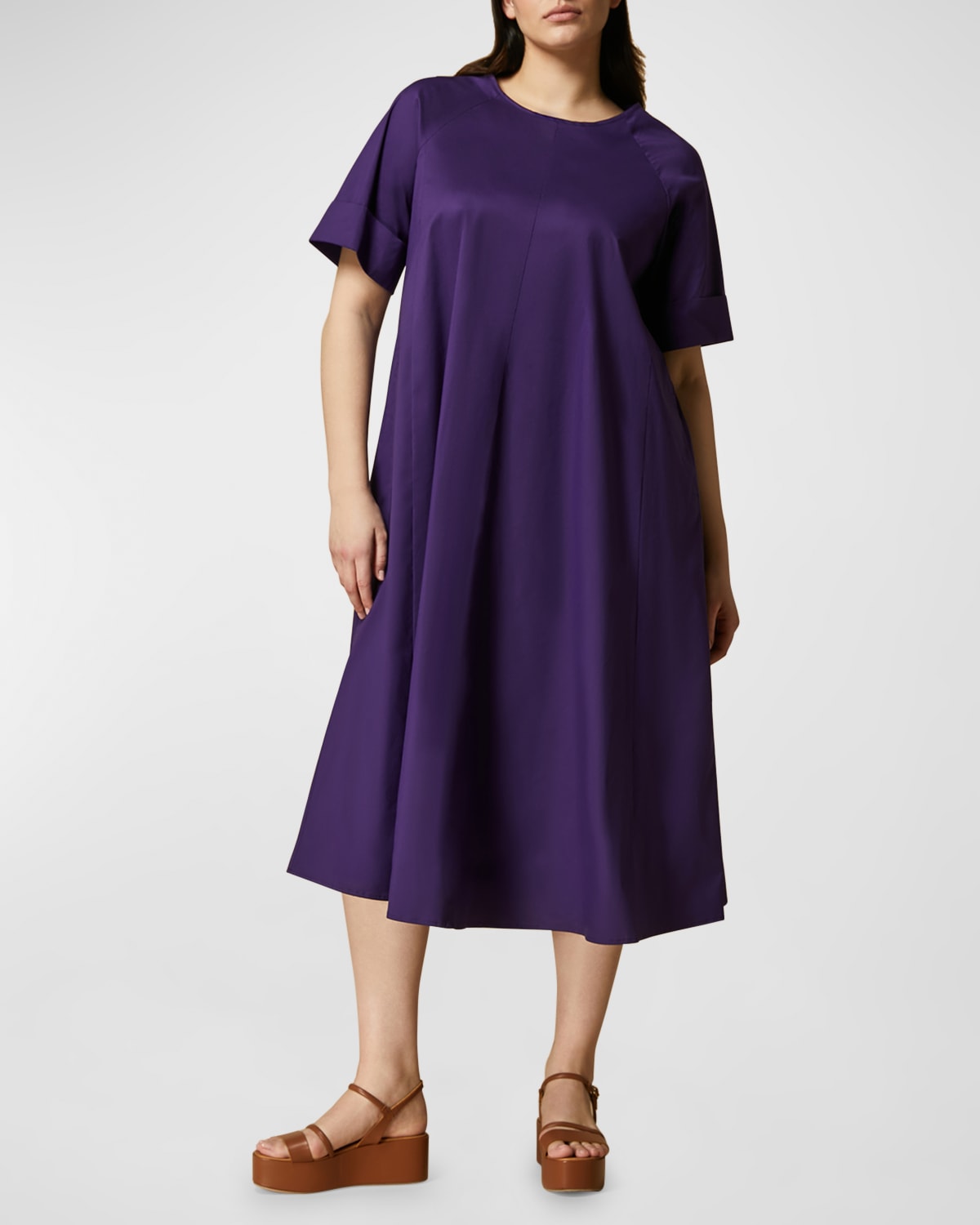 Plus Size Biagio Cotton Poplin Midi Dress