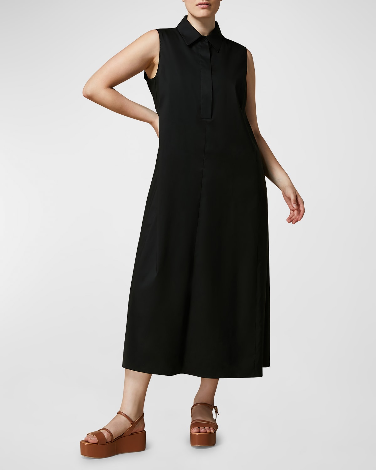 Shop Marina Rinaldi Plus Size Dire Cotton Poplin Midi Shirtdress In Black