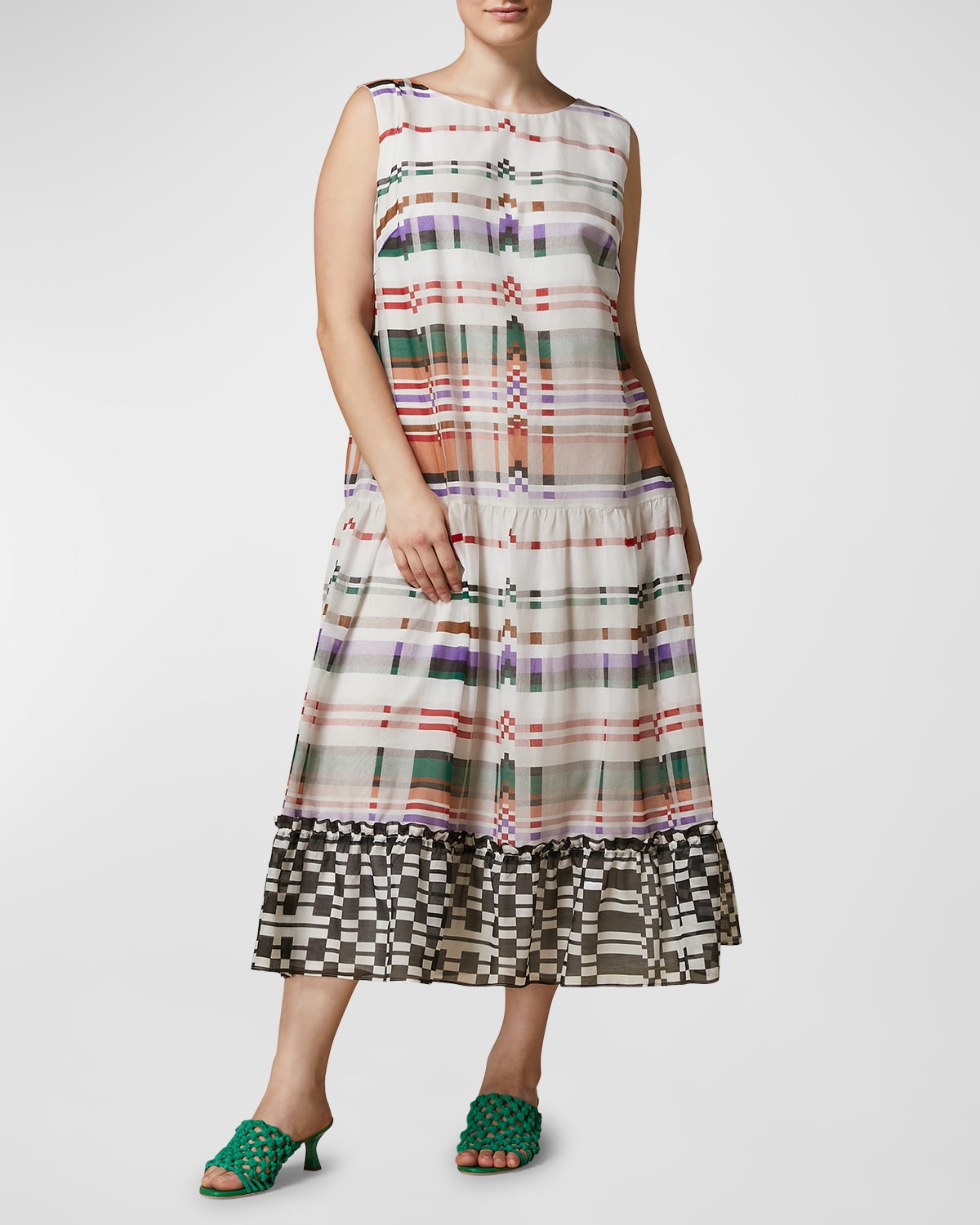 Shop Marina Rinaldi Plus Size Galilea Geometric-print Midi Dress In Ivory