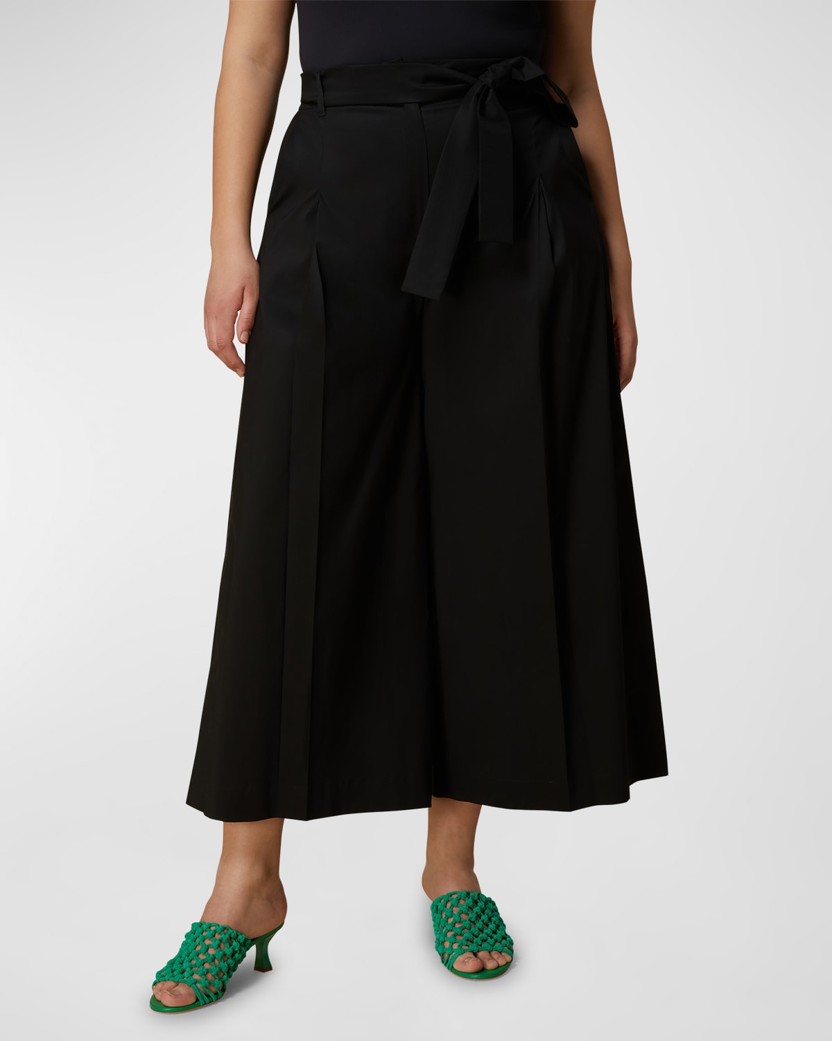 Shop Marina Rinaldi Plus Size Uranio Wide-leg Poplin Trousers In Black