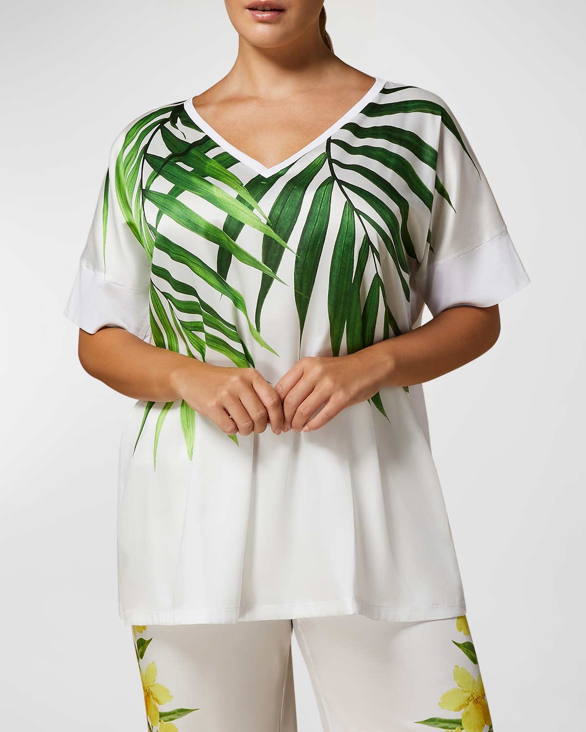 Shop Marina Rinaldi Plus Size Edam Tropical-print Jersey T-shirt In White