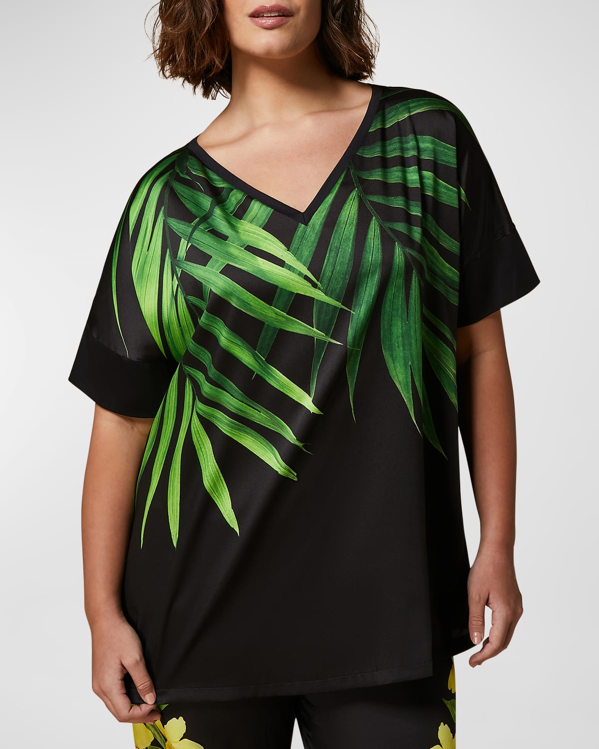 Shop Marina Rinaldi Plus Size Edam Tropical-print Jersey T-shirt In Black