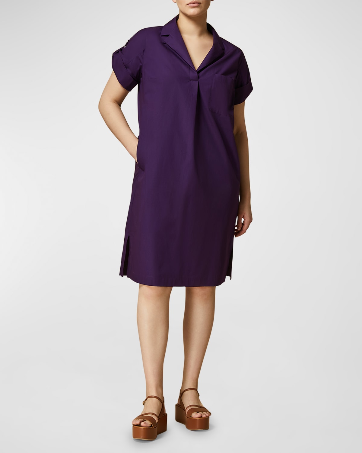 Shop Marina Rinaldi Plus Size Grazia Cotton Poplin Shirtdress In Plum