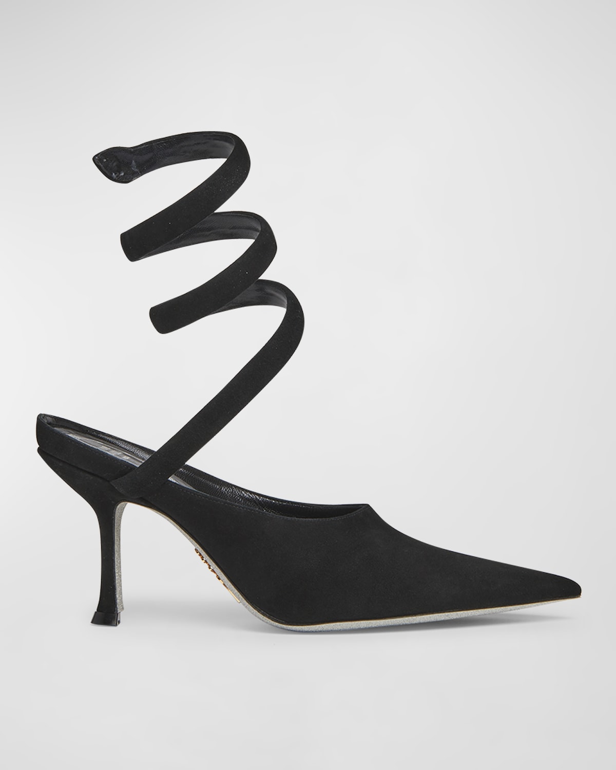 René Caovilla Cleopatra Suede Snake-wrap Pumps In Black