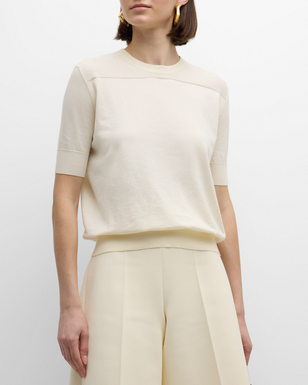 Shop Jil Sander Knit Short-sleeve T-shirt In White Ston