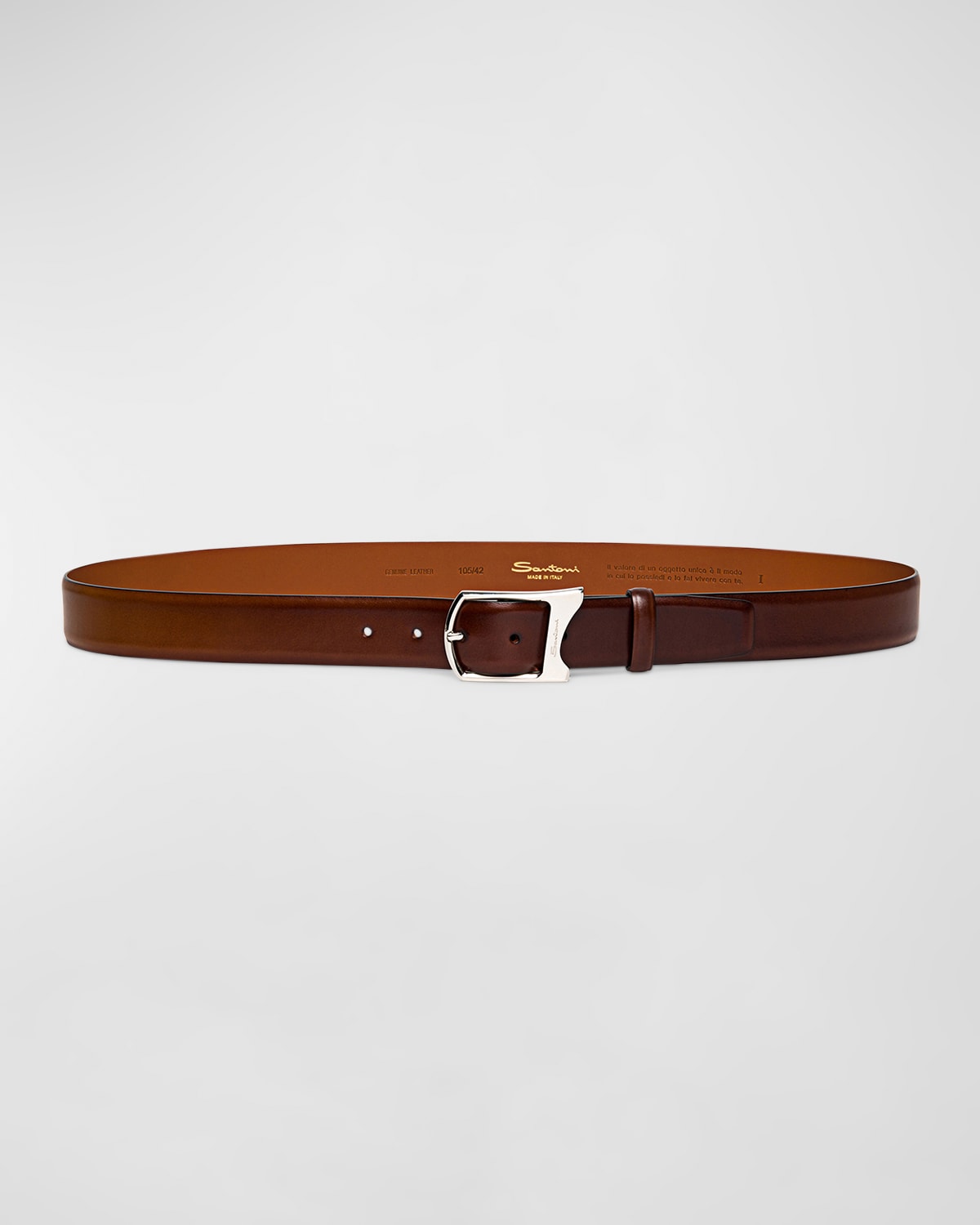 Shop Santoni Men's Cintura Leather Belt In Brown