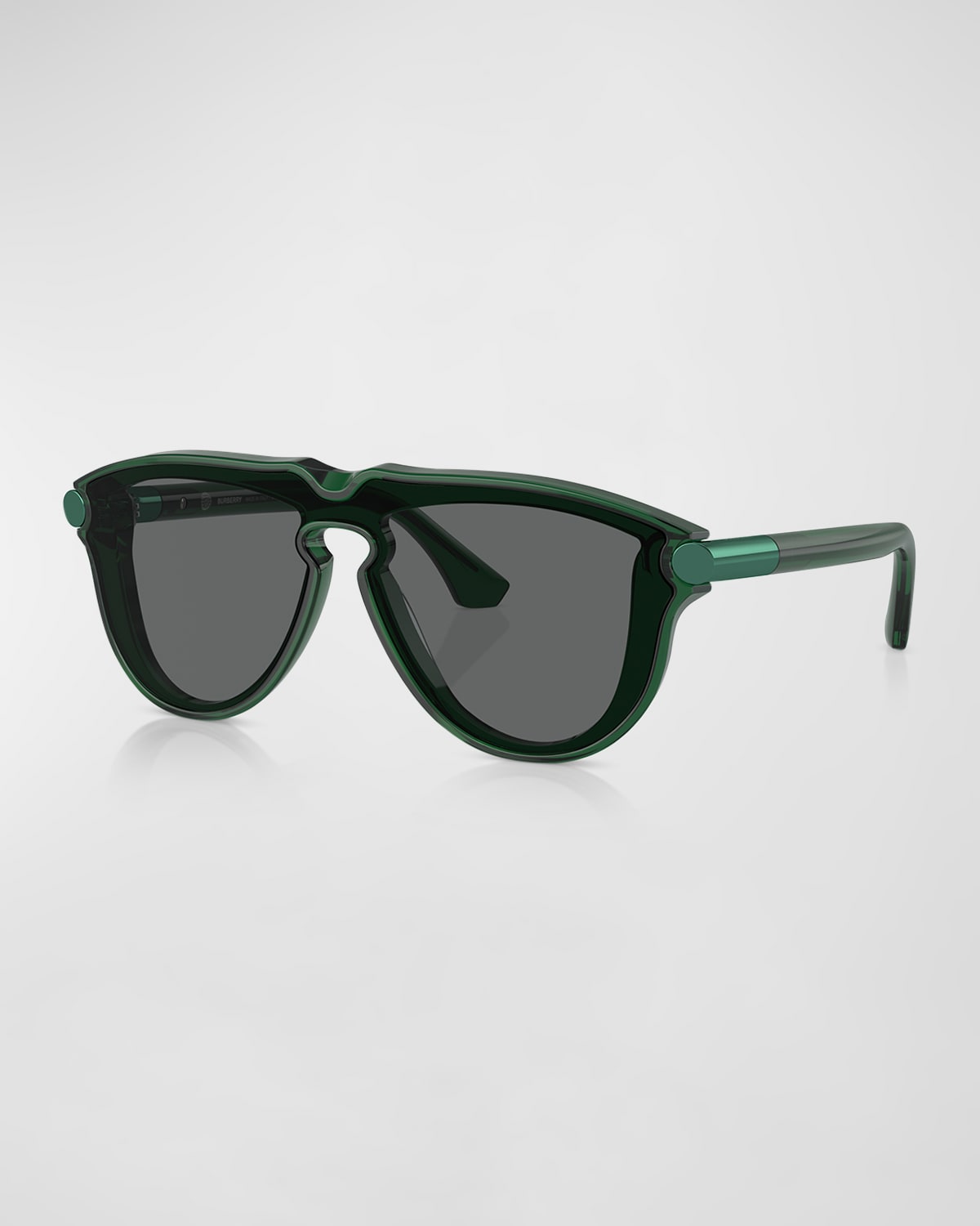 Shop Burberry Men's Be4427 Acetate Aviator Sunglasses In Green