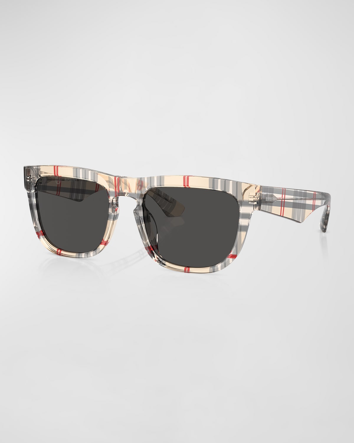 Shop Burberry Men's Be4431u Acetate Square Sunglasses In Rbbr Gnmtl