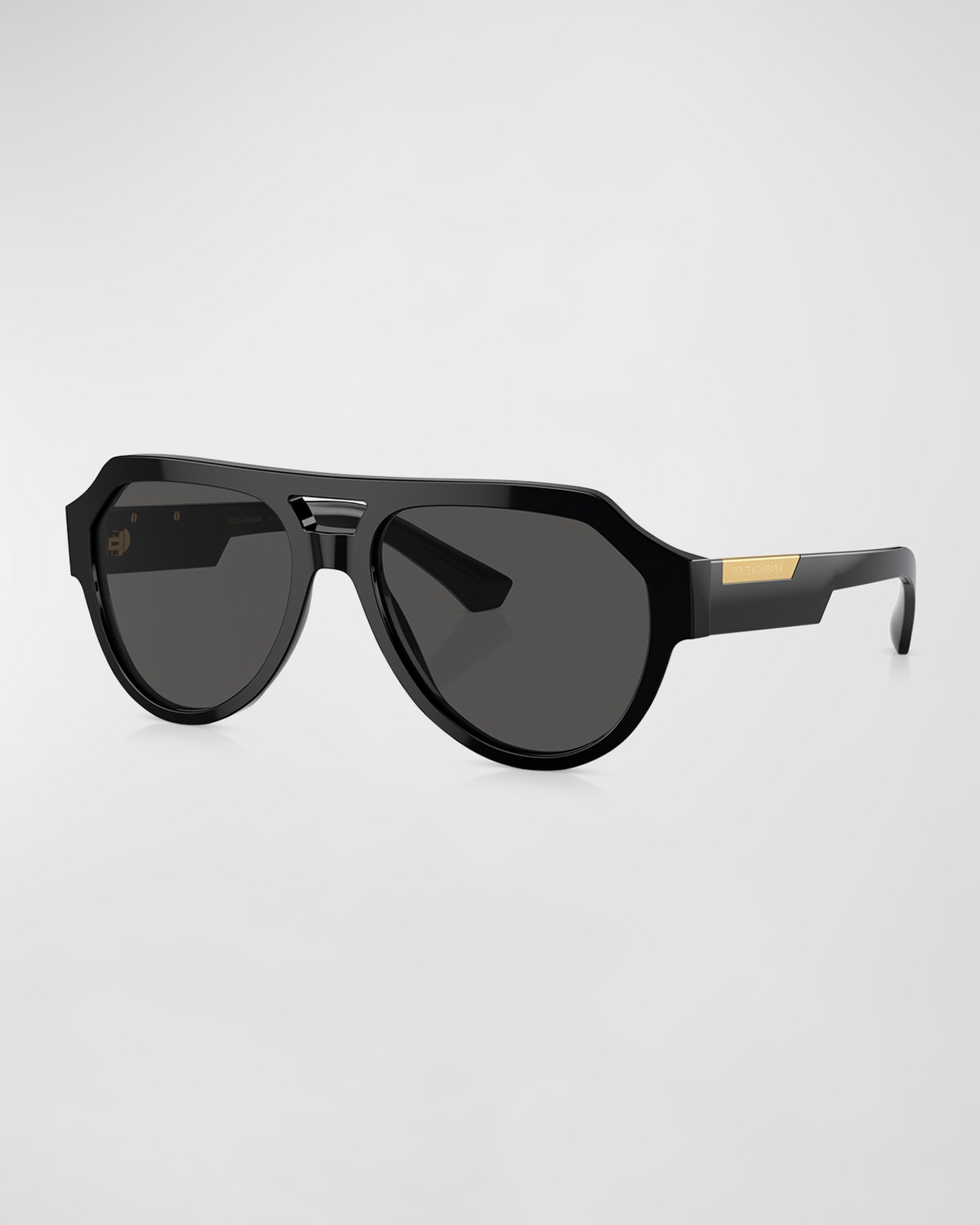 Shop Dolce & Gabbana Men's Dg4466 Acetate Double-bridge Aviator Sunglasses In Black