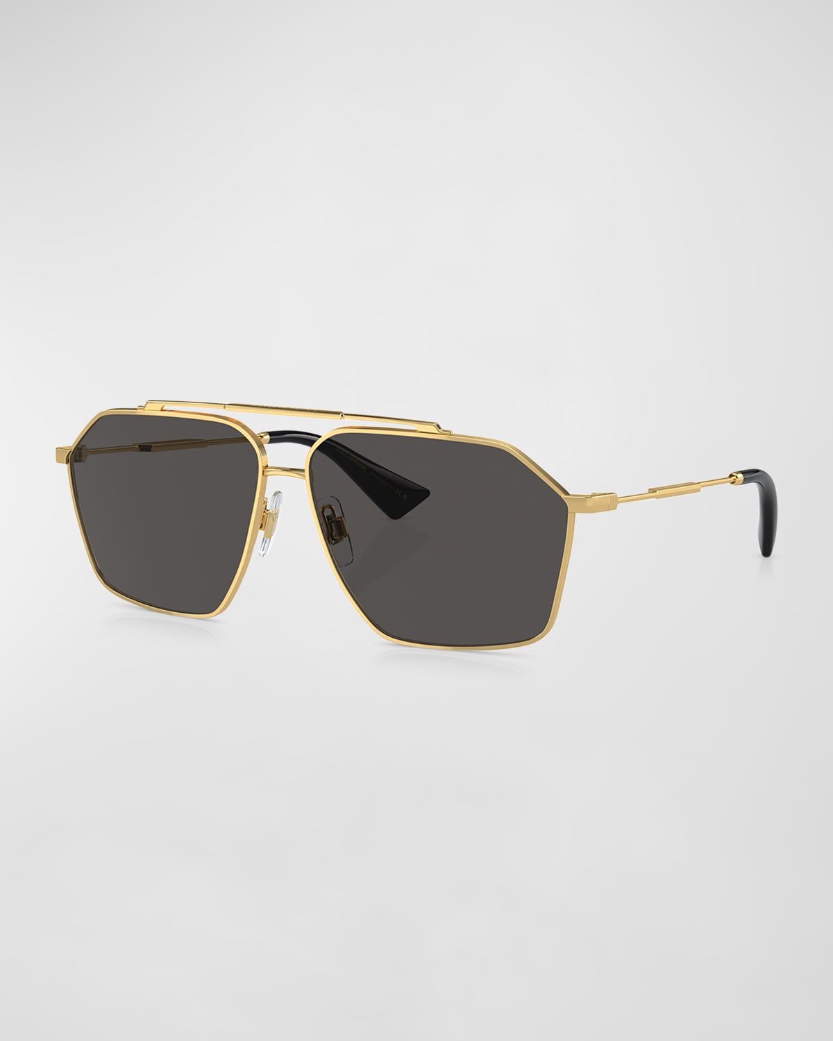 Shop Dolce & Gabbana Men's Dg2303 Double-bridge Metal Aviator Sunglasses In Dark Grey