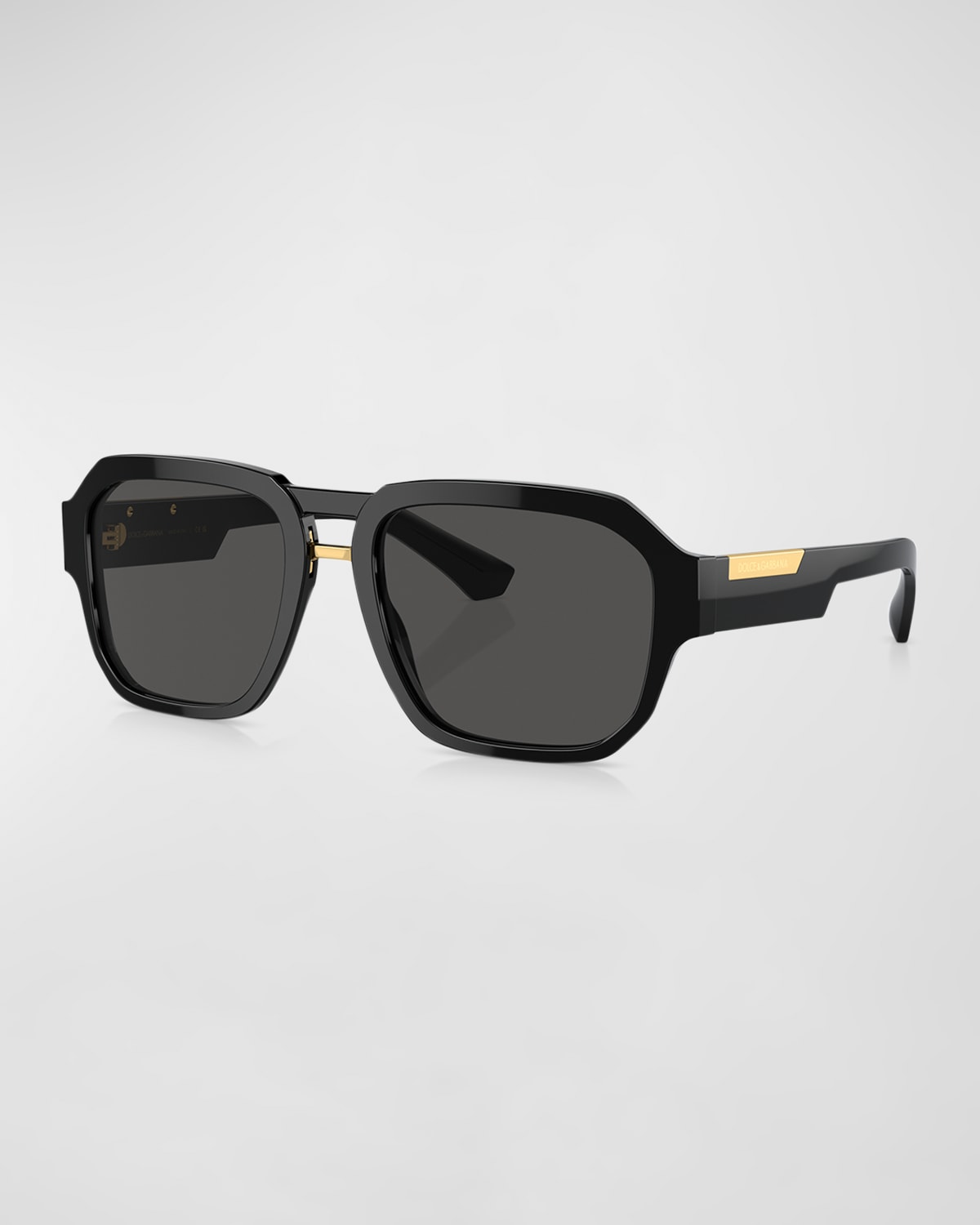 Shop Dolce & Gabbana Men's Dg4464 Acetate Double-bridge Aviator Sunglasses In Black