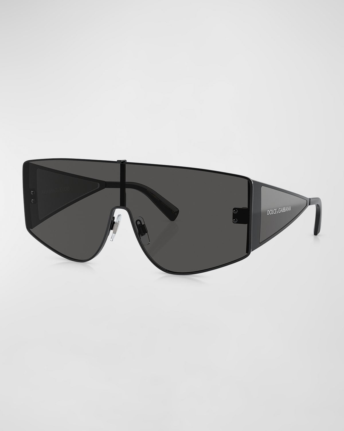 Shop Dolce & Gabbana Men's Dg2305 Metal Shield Sunglasses In Black