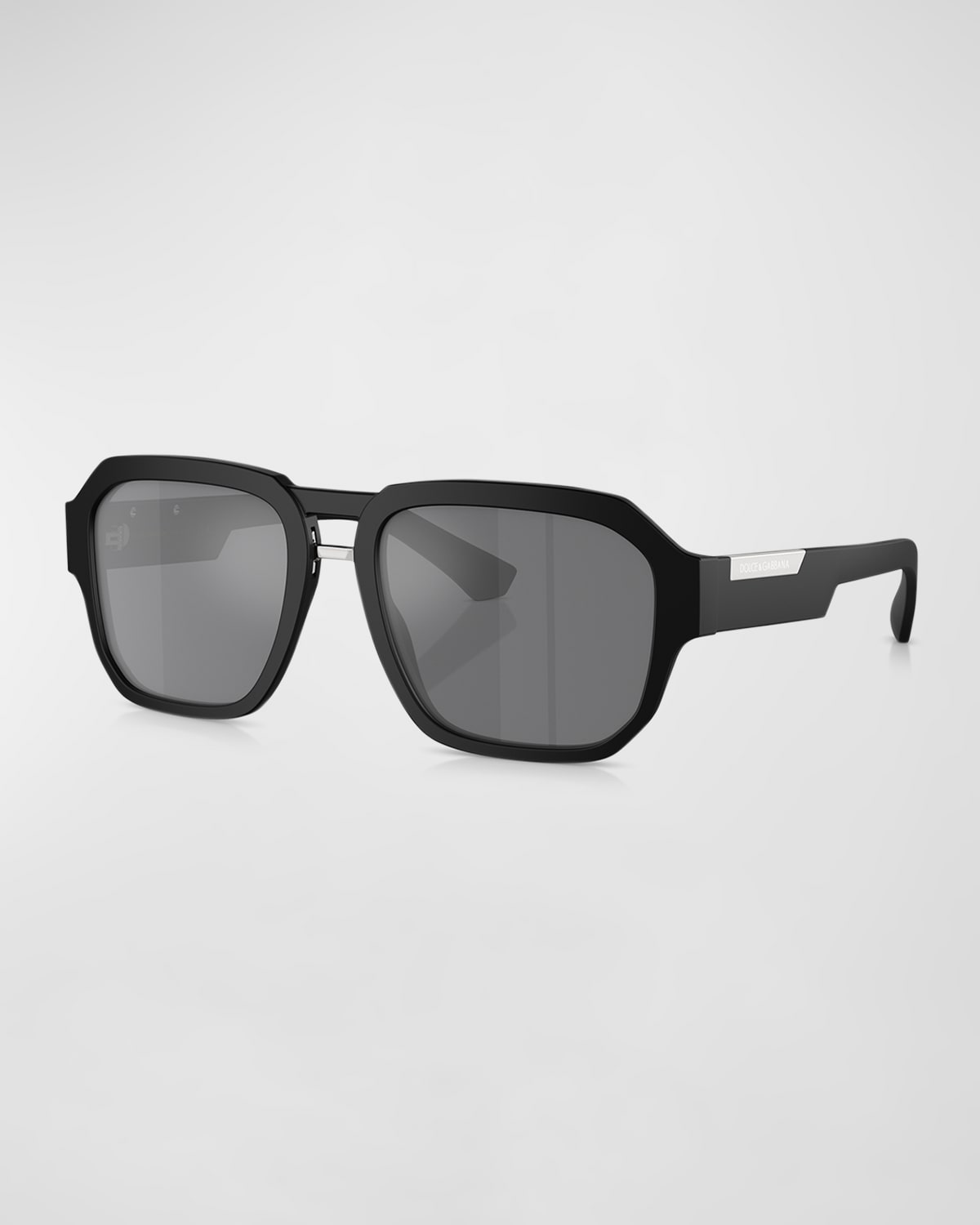 Shop Dolce & Gabbana Men's Dg4464 Acetate Double-bridge Aviator Sunglasses In Matte Black