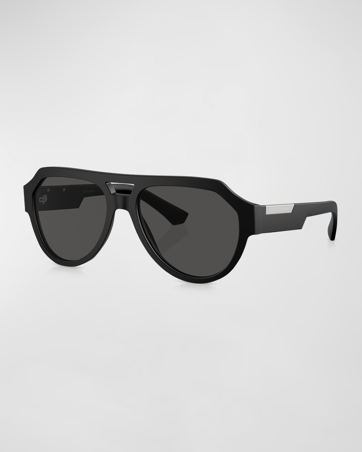 Shop Dolce & Gabbana Men's Dg4466 Acetate Double-bridge Aviator Sunglasses In Matte Black