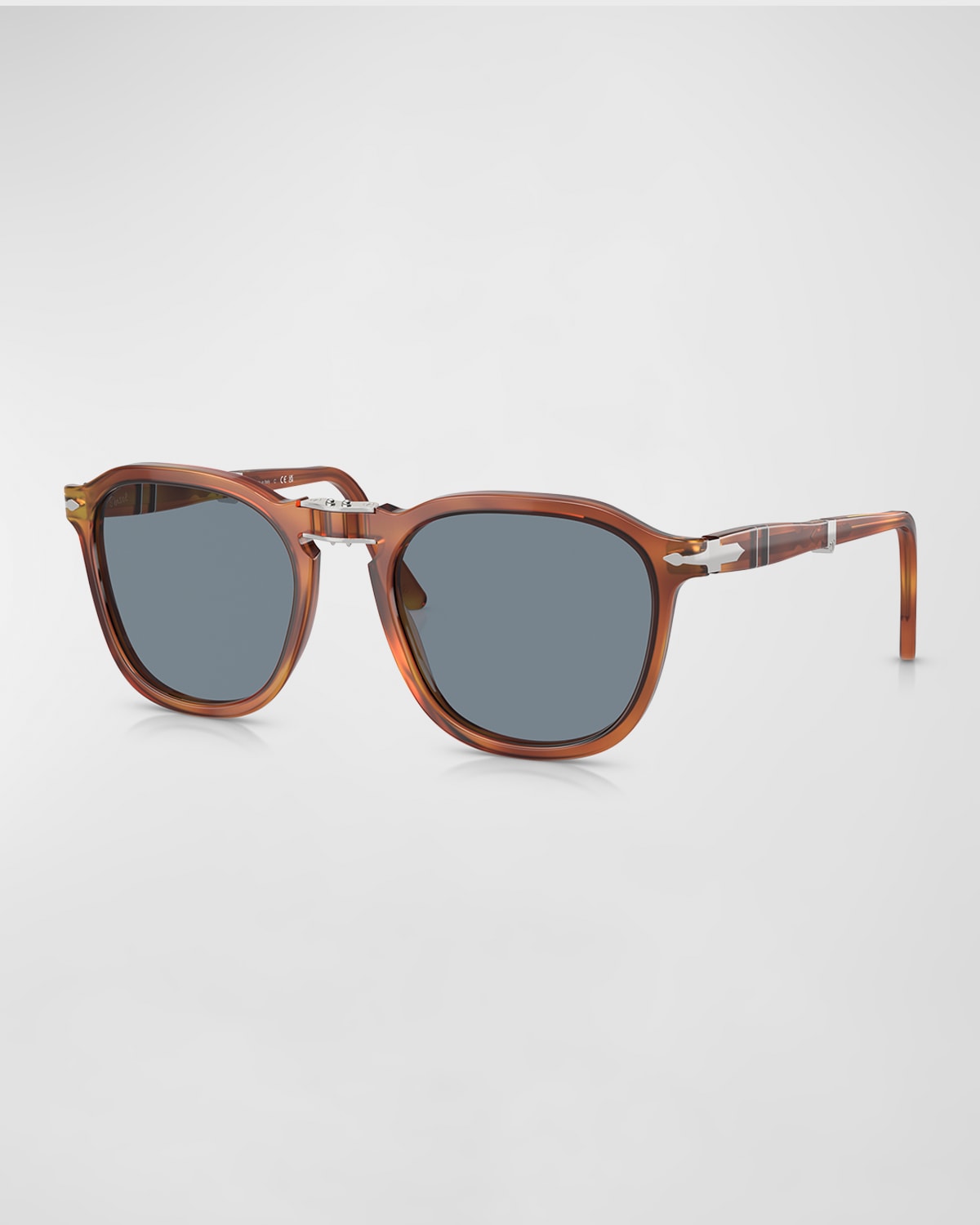 Persol Men's Foldable Acetate Square Sunglasses In Brown
