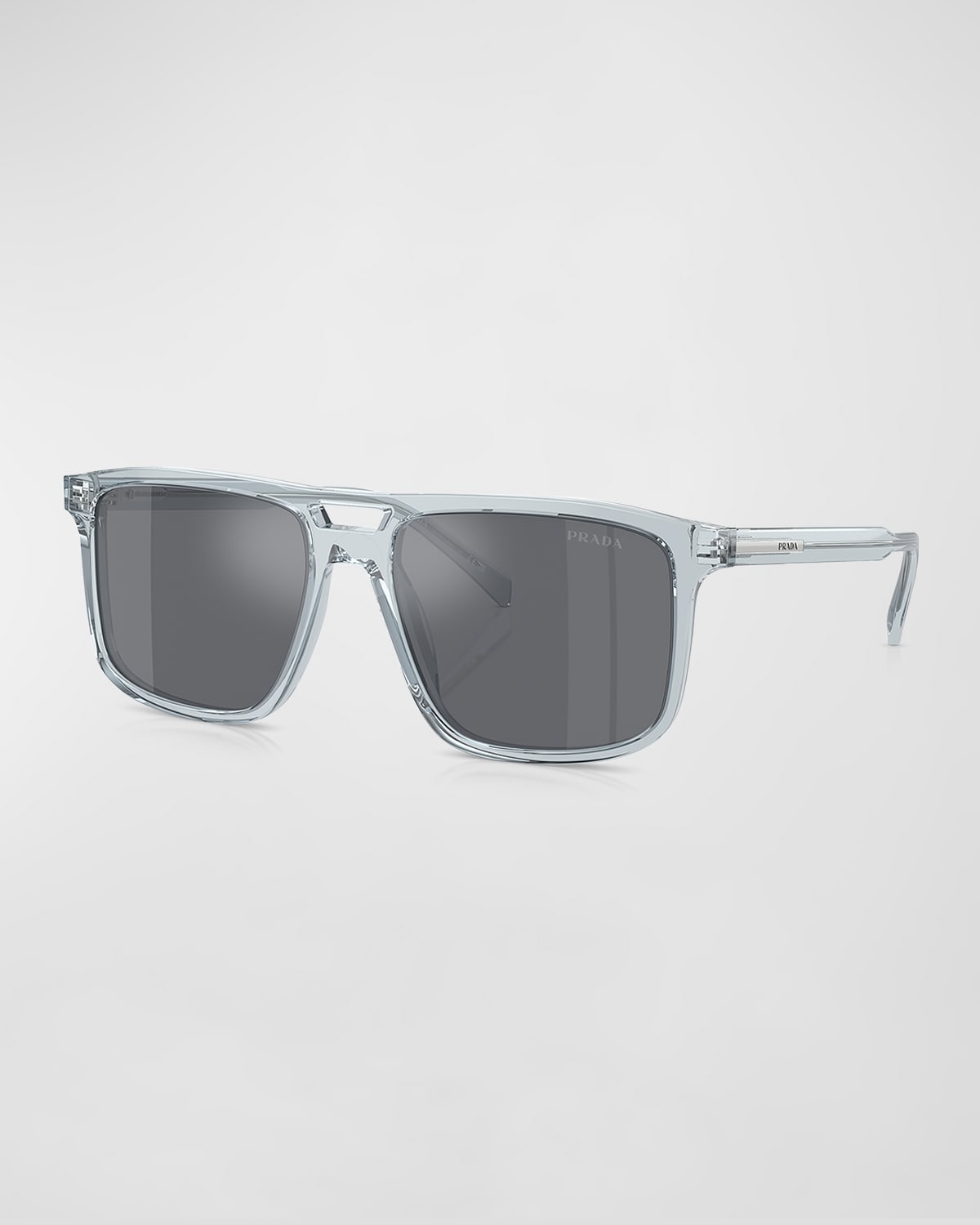 Shop Prada Men's Acetate And Plastic Square Sunglasses In Grey
