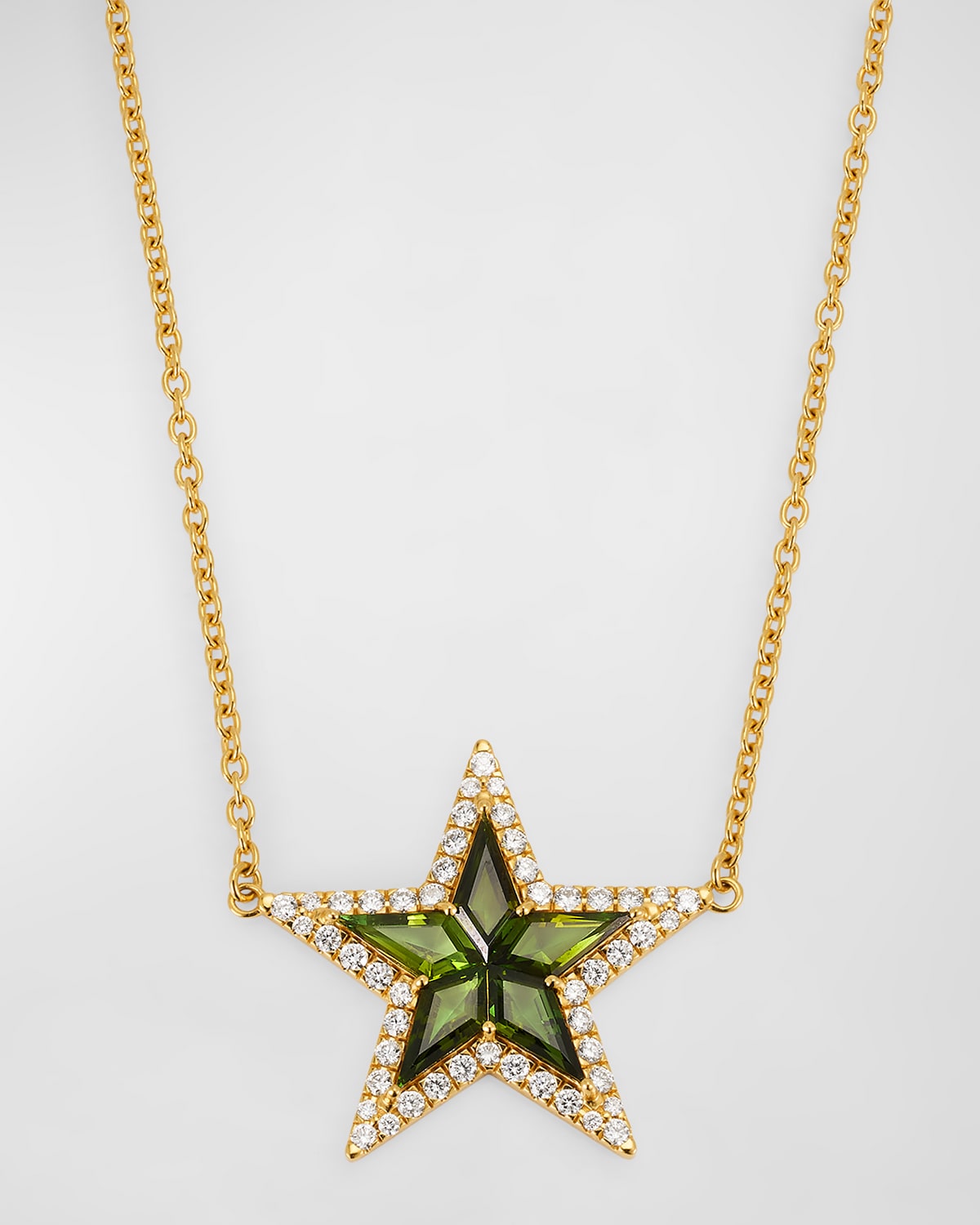 18k Yellow Gold Kite Tourmaline Star Necklace