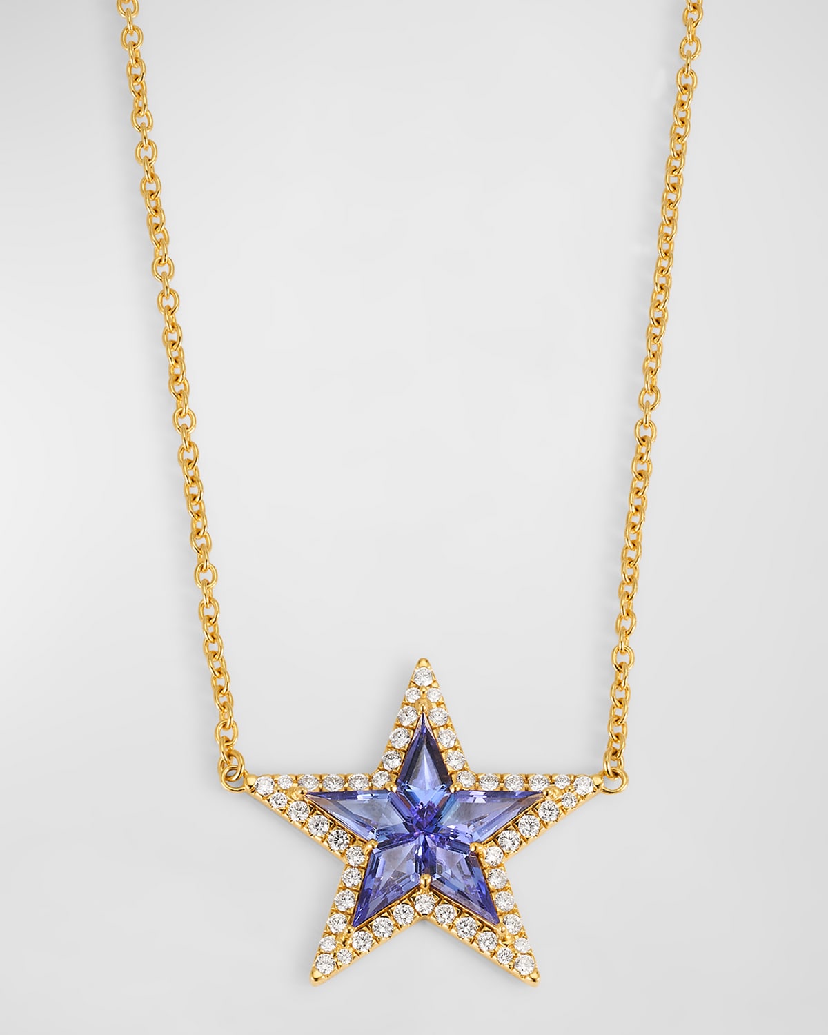 18k Yellow Gold Kite Tanzanite Star Necklace