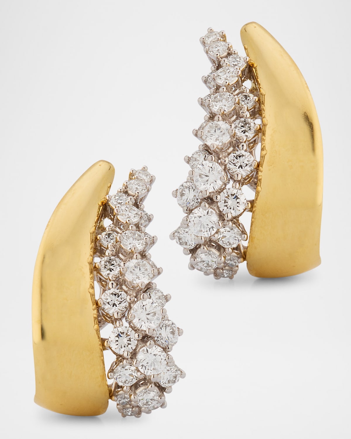18K Golden Strada Omega Clip Earrings with Diamonds