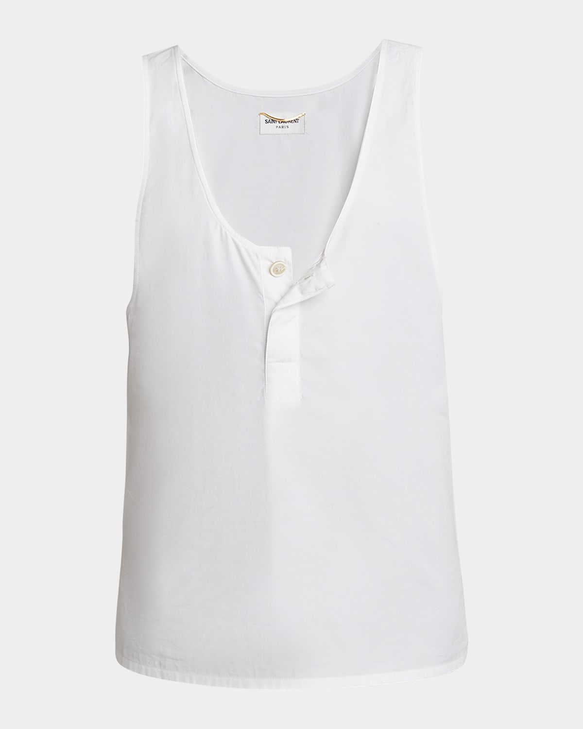 Saint Laurent Scoop-neck Cotton Tank Top In White