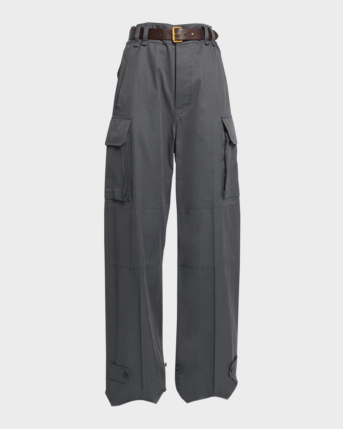 Shop Saint Laurent Wide-leg Cargo Pants With Leather Belt In Ropenat