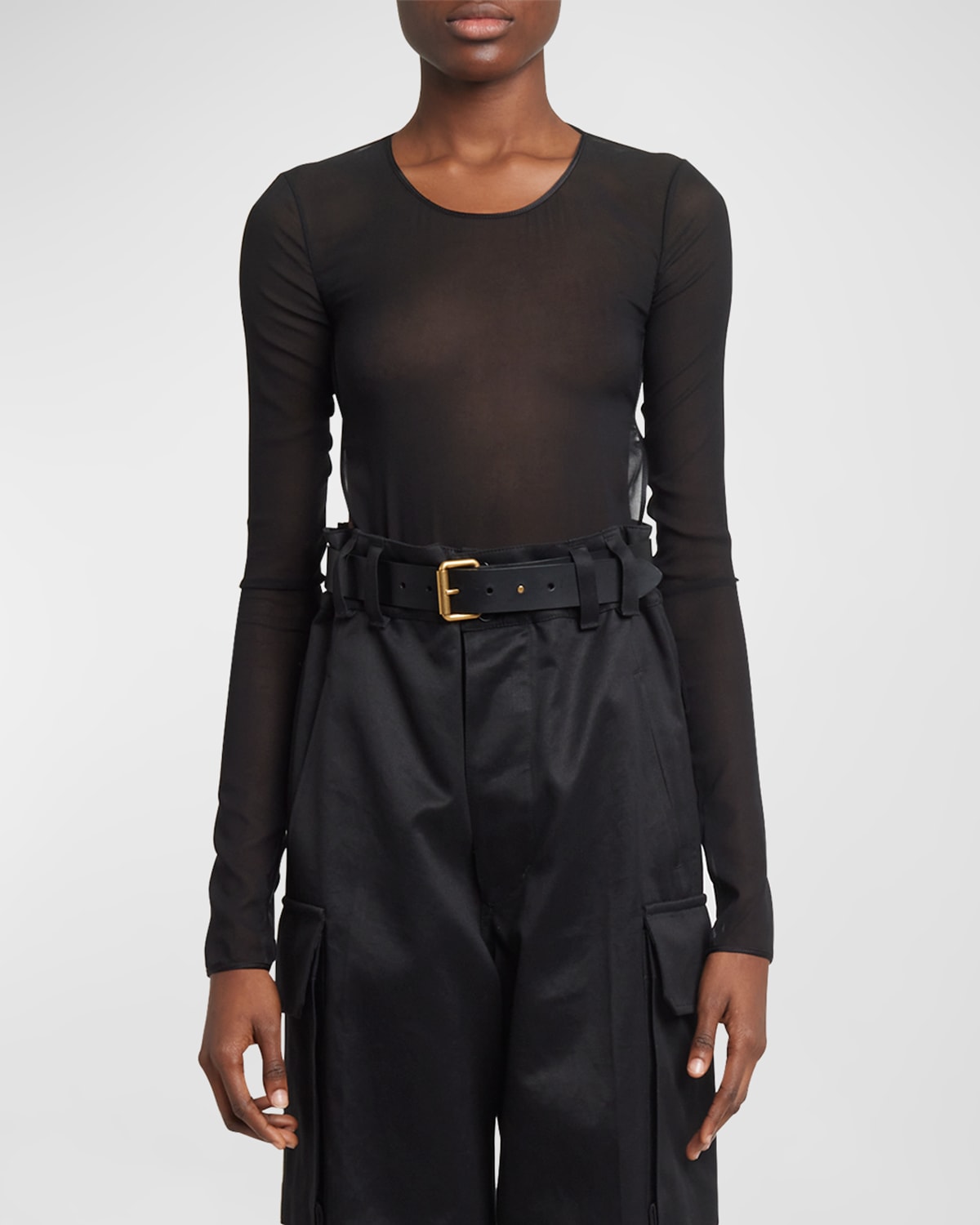 Shop Saint Laurent Long-sleeve Backless Bodysuit In Nero