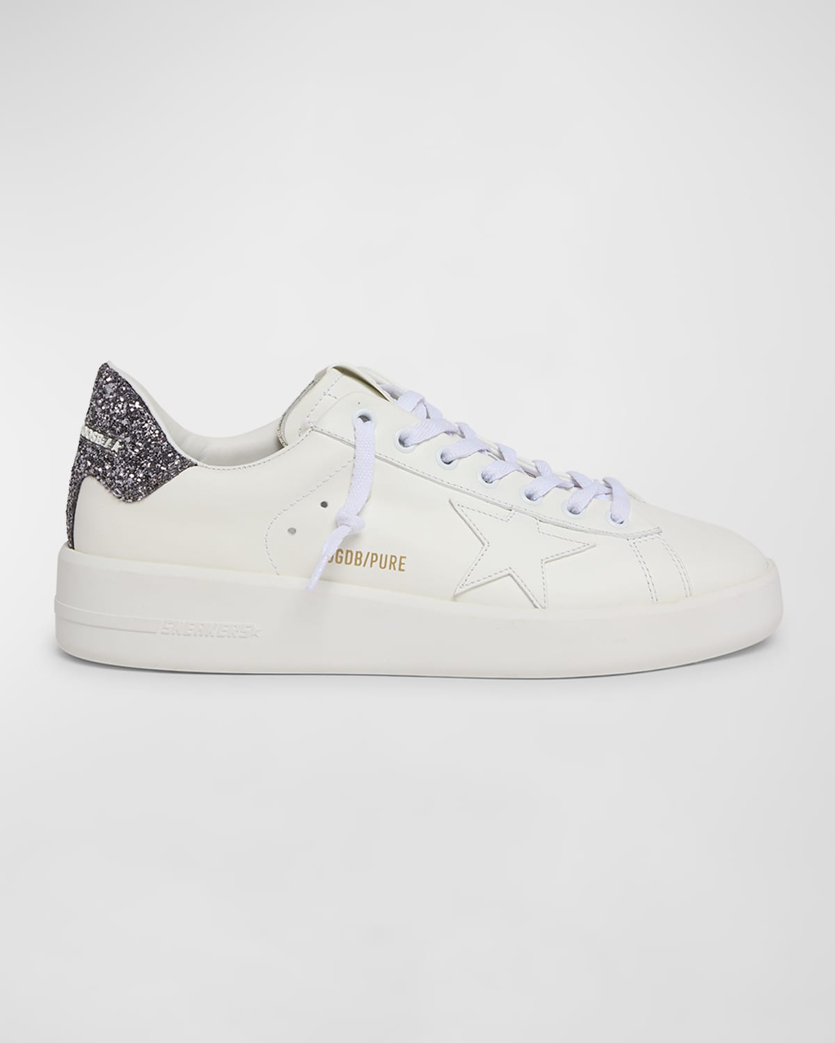 Golden Goose Pure Star Leather Glitter Low-top Sneakers In White Antracite