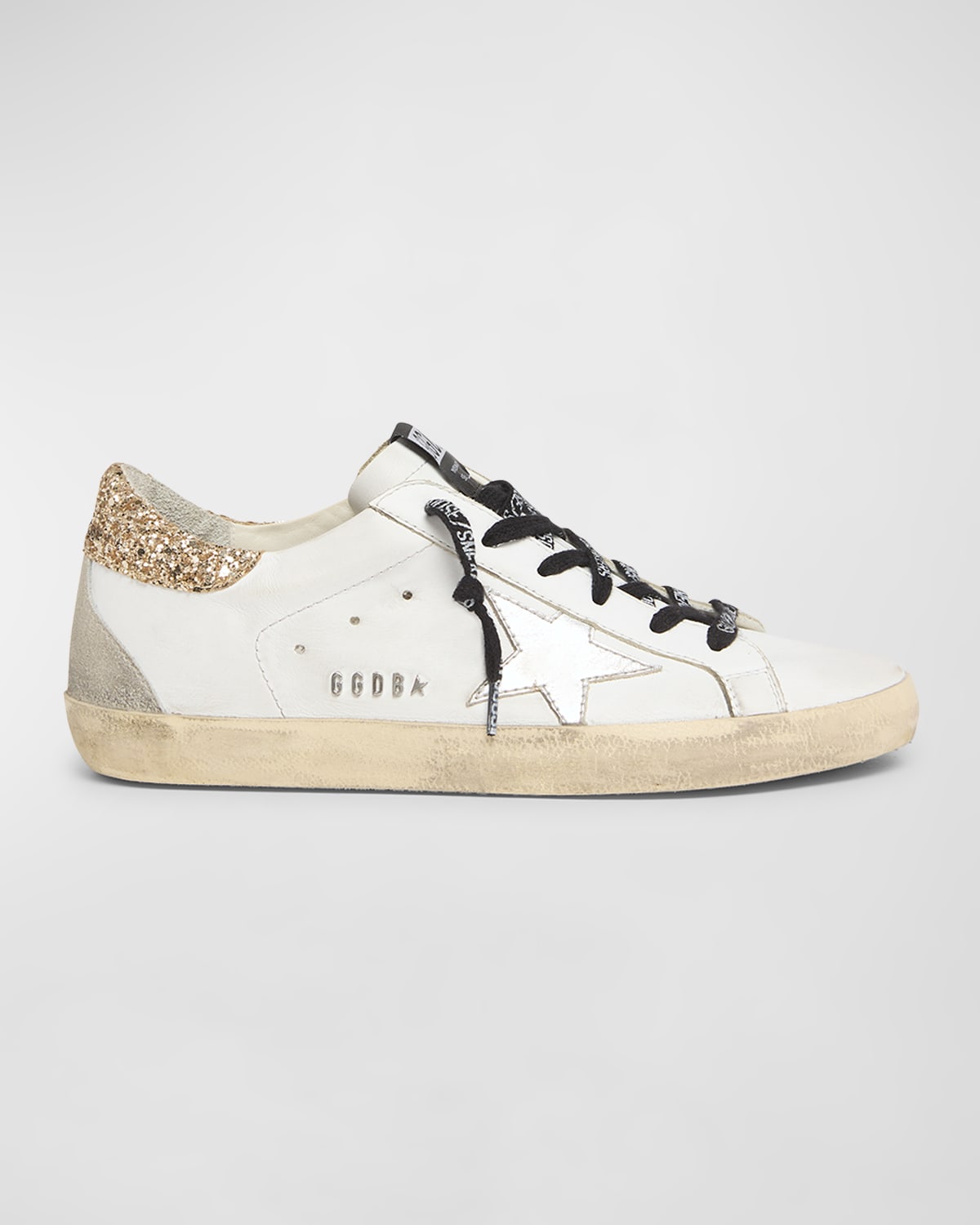 Golden Goose Superstar Glitter Leather Low-top Sneakers In Whitesilverlight Goldice