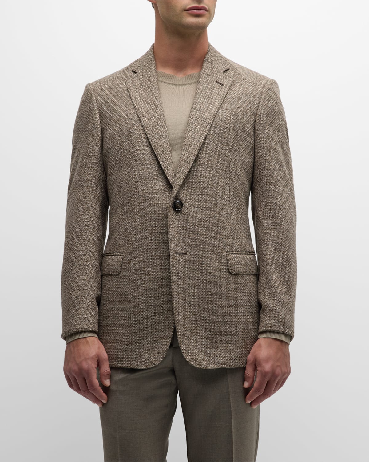 Giorgio Armani Men's Wool-cashmere Nailhead Sport Coat In Brown
