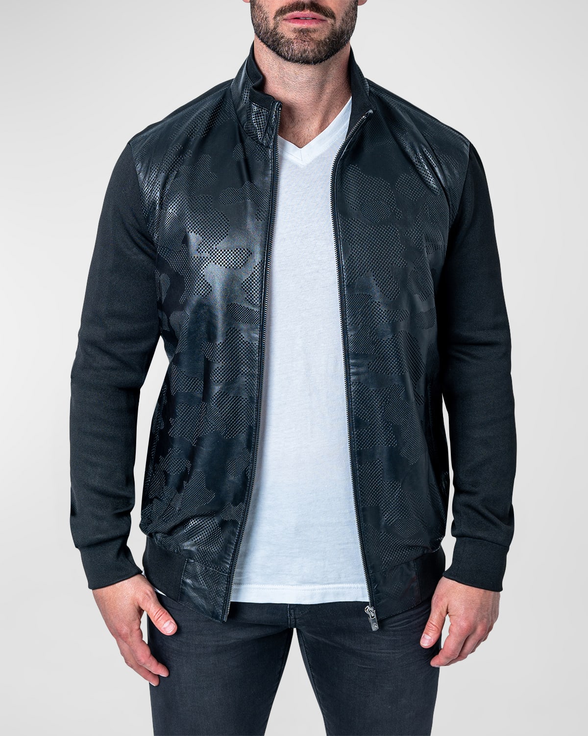 MACEOO MEN'S LEATHER MAP JACKET