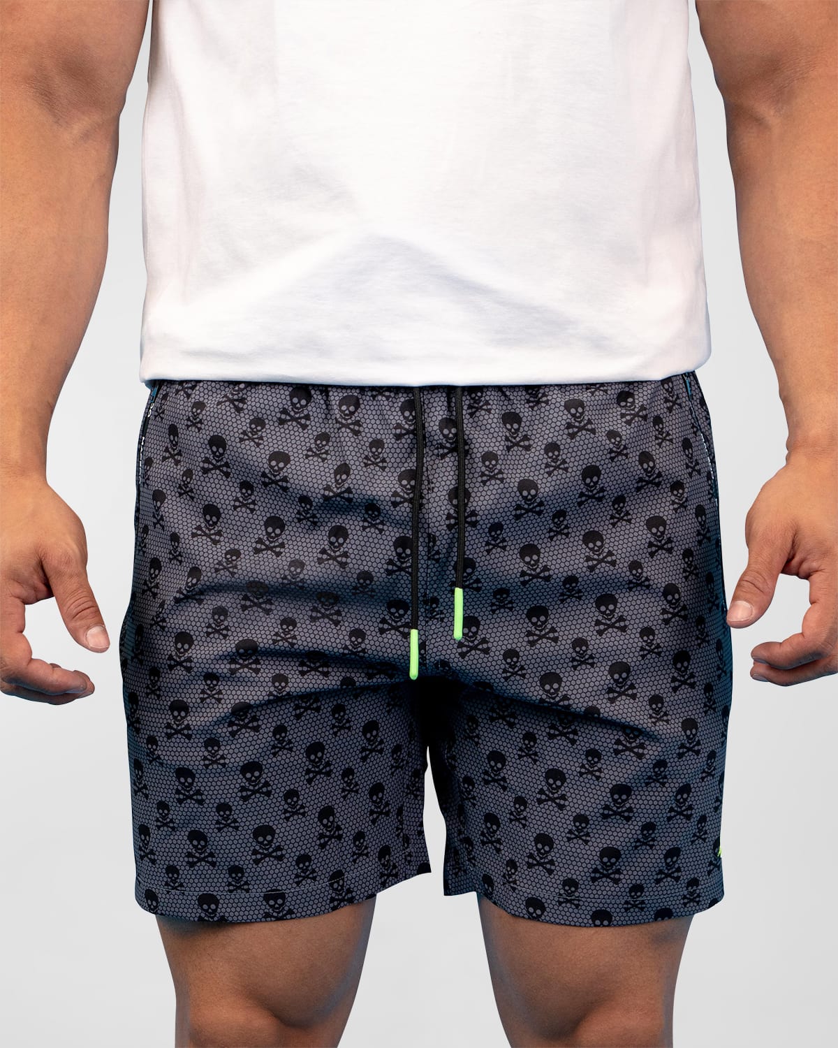 Shop Maceoo Men's Lion Skull Crossbones Swim Shorts In Grey