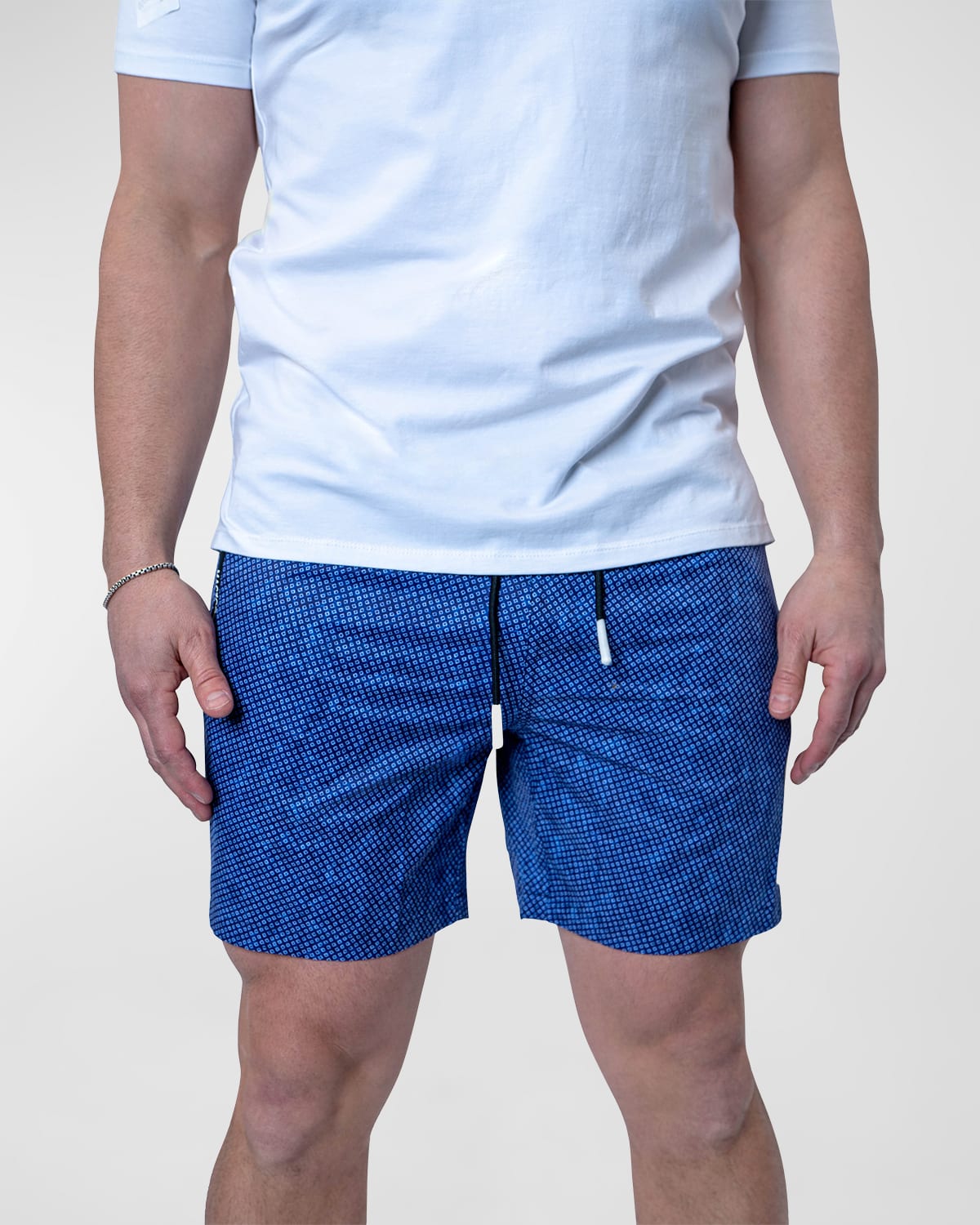 Shop Maceoo Men's Lion Square Dot Swim Shorts In Blue