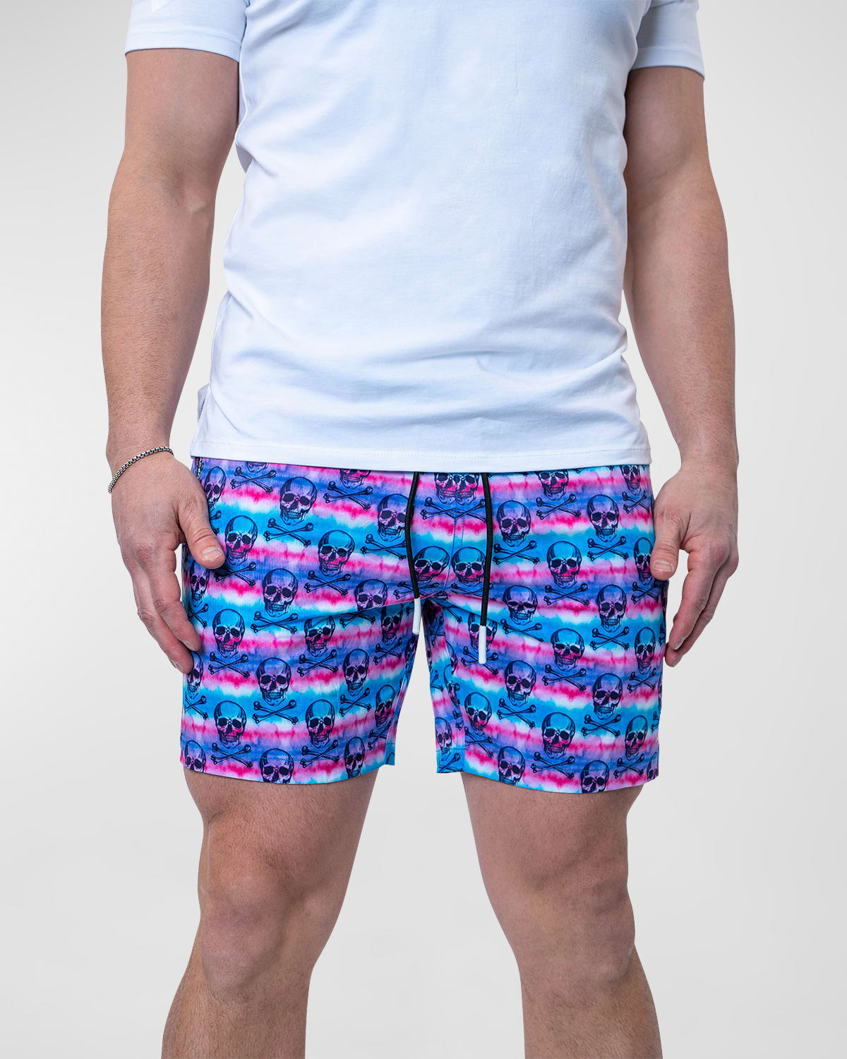 Shop Maceoo Men's Lion Tie-dye Skull Swim Shorts In Multi