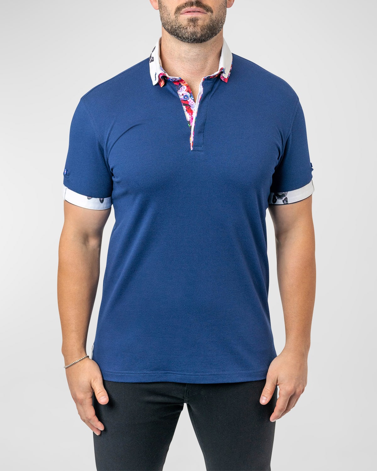 Maceoo Men's Mozart Contrast-trim Polo Shirt In Blue