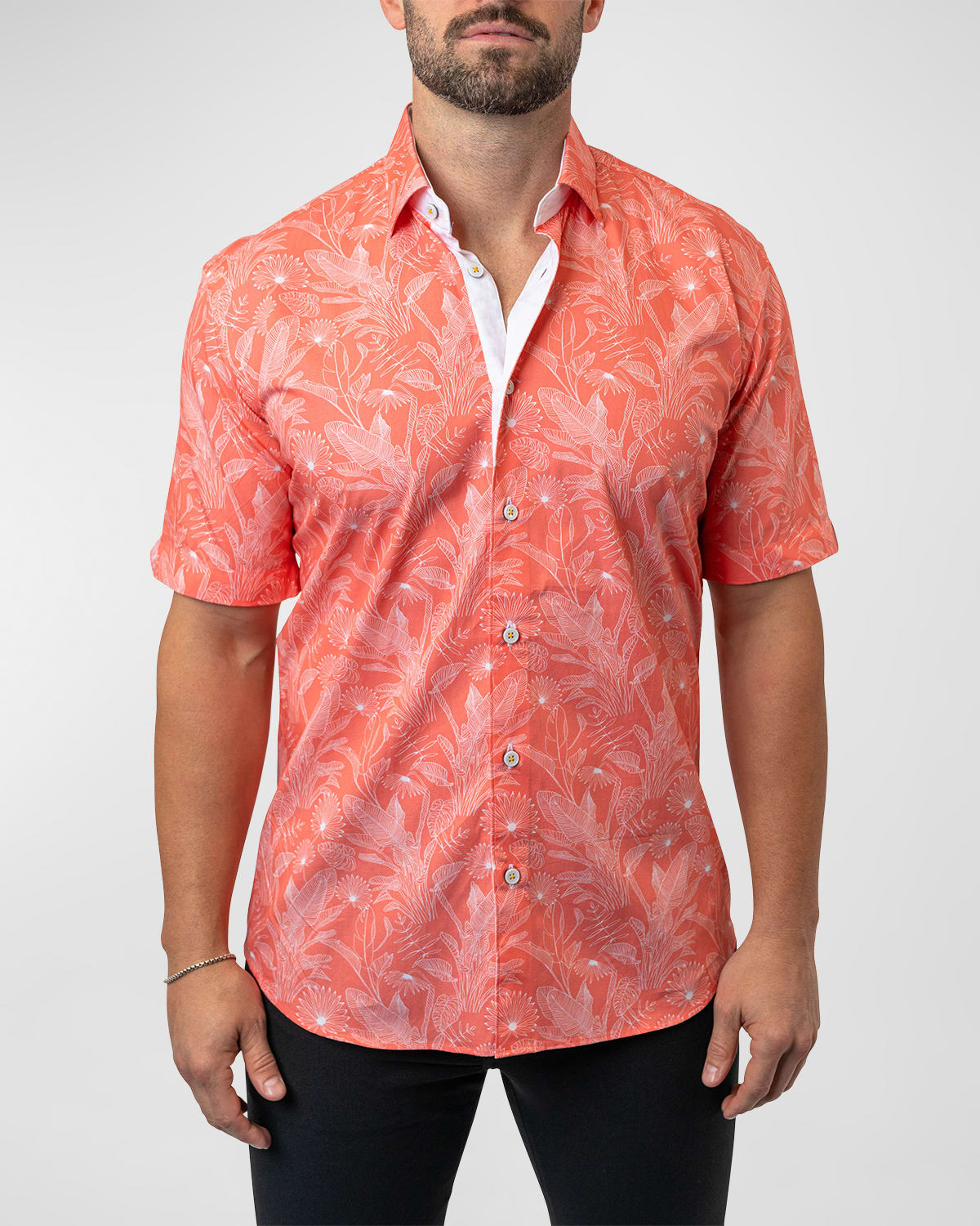 Shop Maceoo Men's Galileo Leaf Sport Shirt In Orange